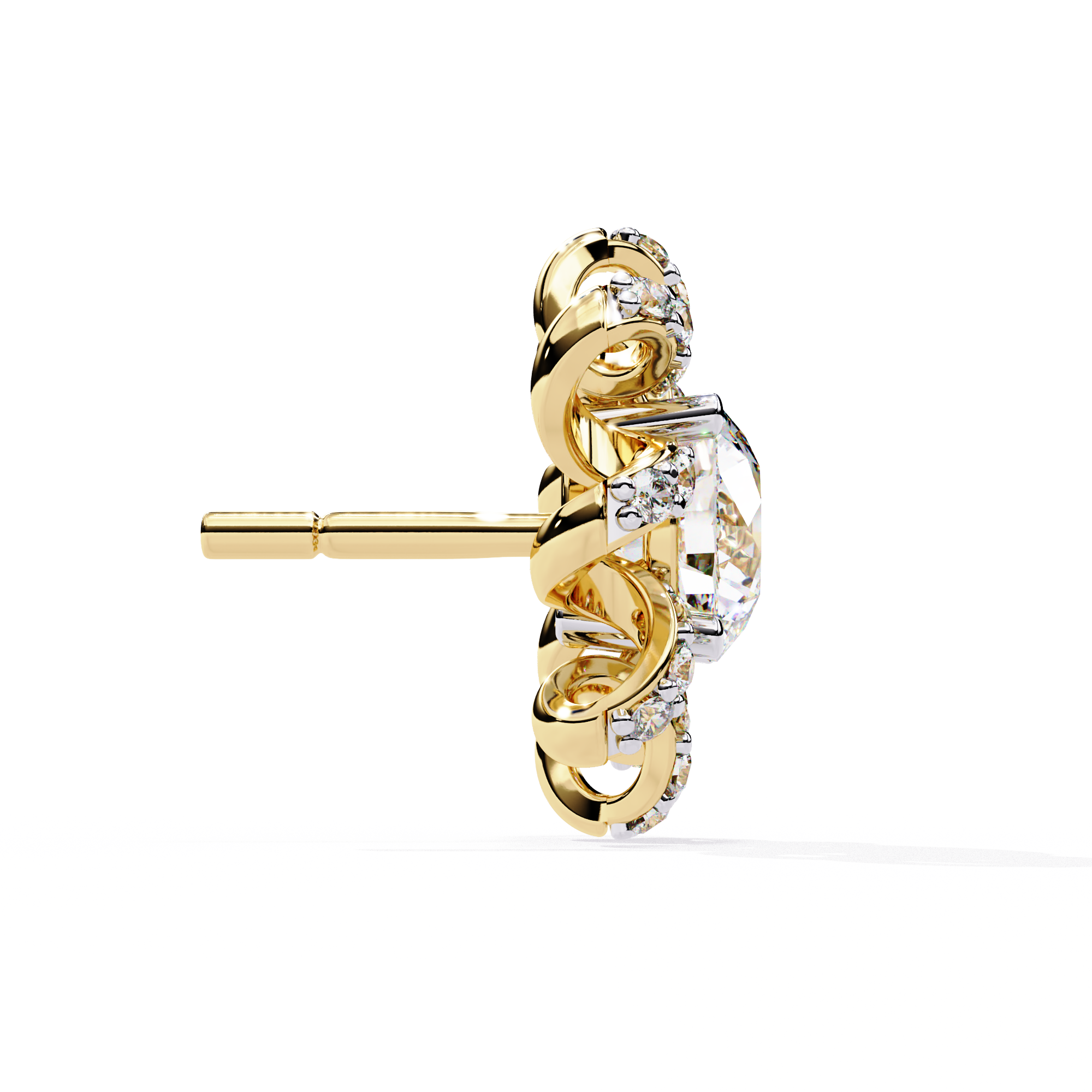 Elegant Floral Lab Grown Diamond Stud Earrings | 14K Rose Gold Flower Earrings