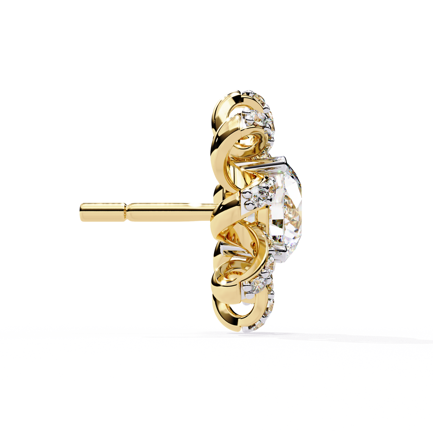 Elegant Floral Lab Grown Diamond Stud Earrings | 14K Rose Gold Flower Earrings