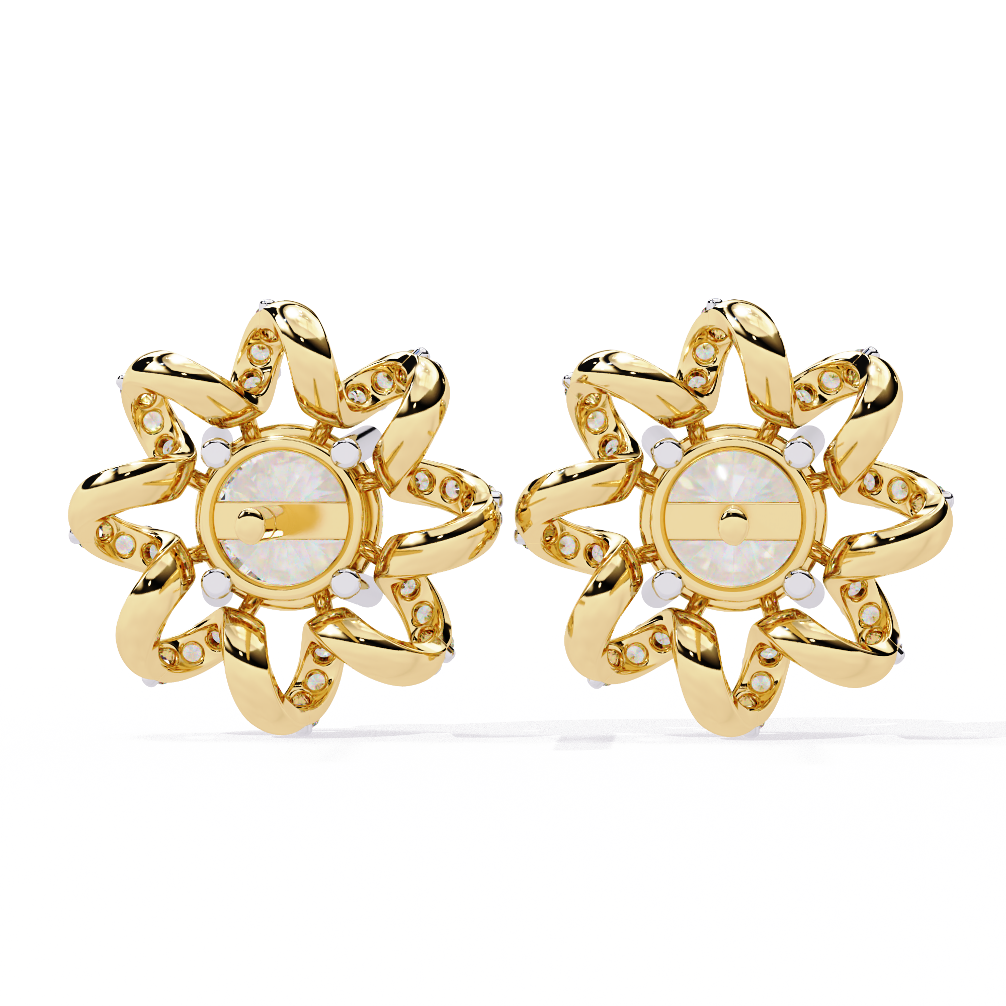 Elegant Floral Lab Grown Diamond Stud Earrings | 14K Rose Gold Flower Earrings