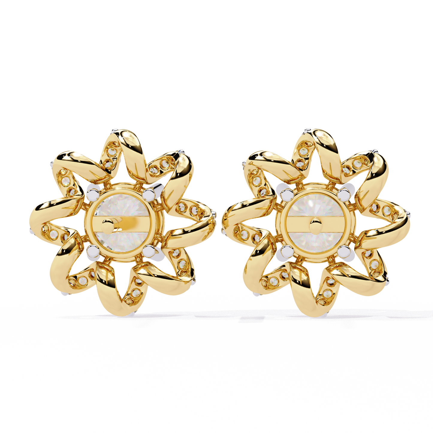 Elegant Floral Lab Grown Diamond Stud Earrings | 14K Rose Gold Flower Earrings