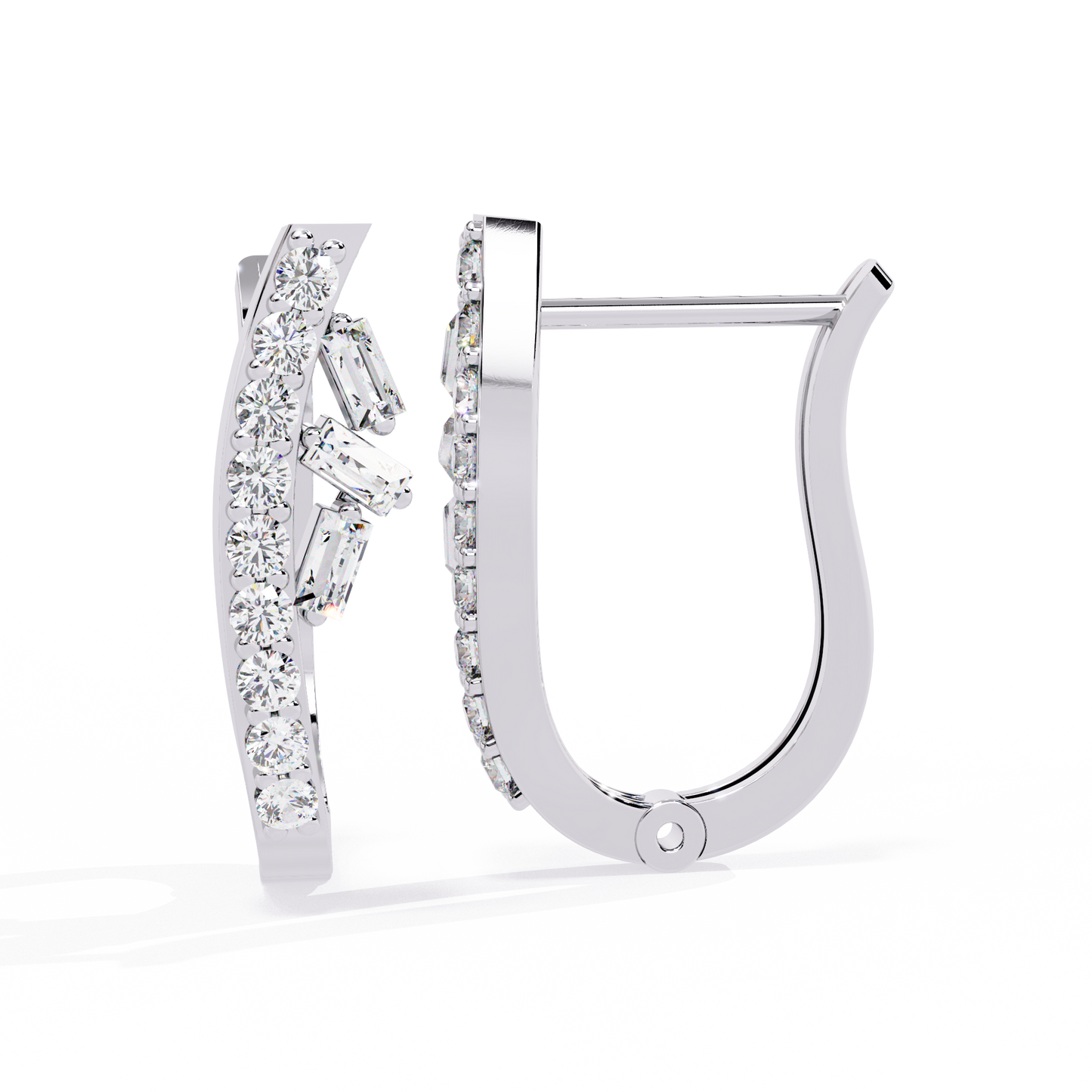 Hoop earrings with Baguette and Round Lab Grown