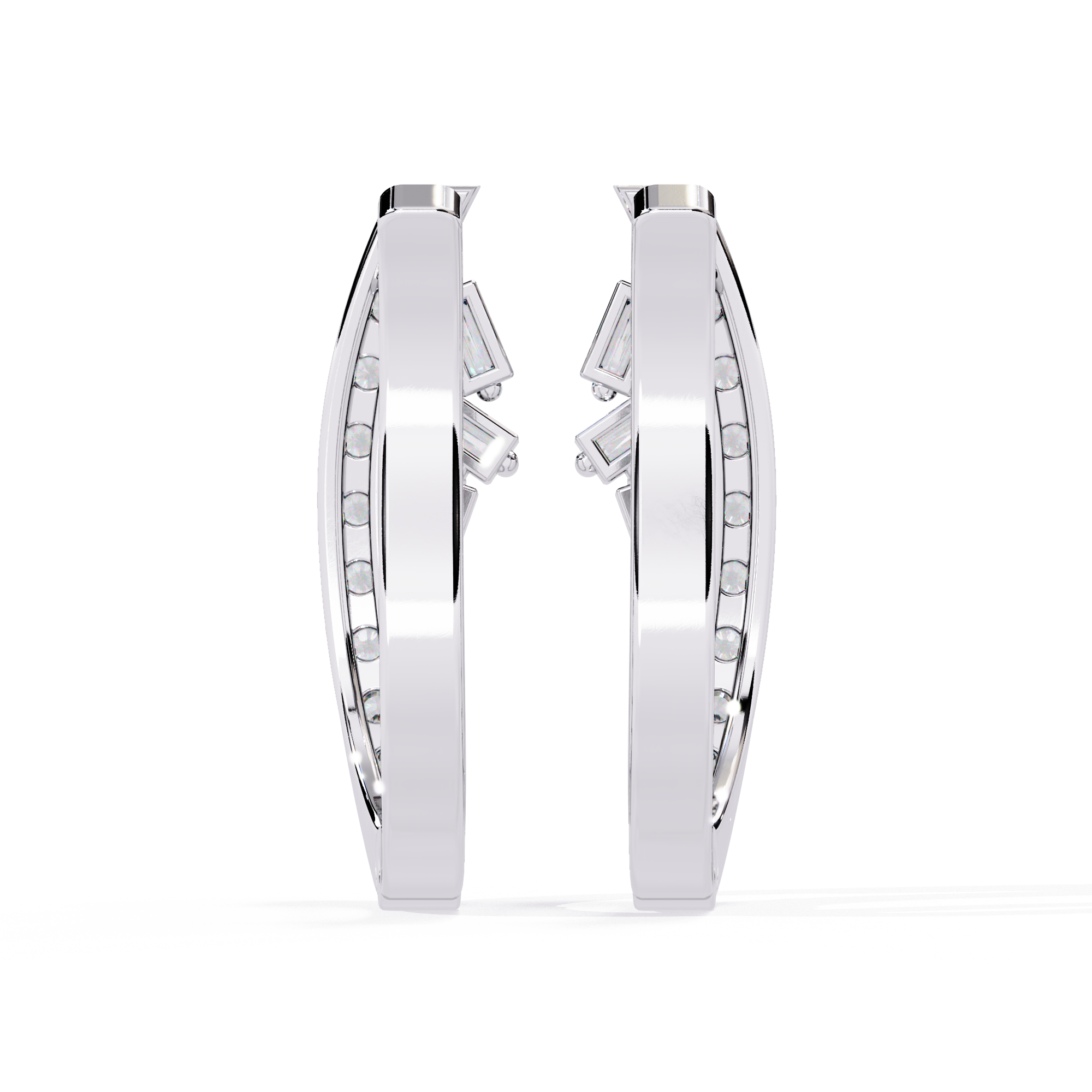 Hoop earrings with Baguette and Round Lab Grown