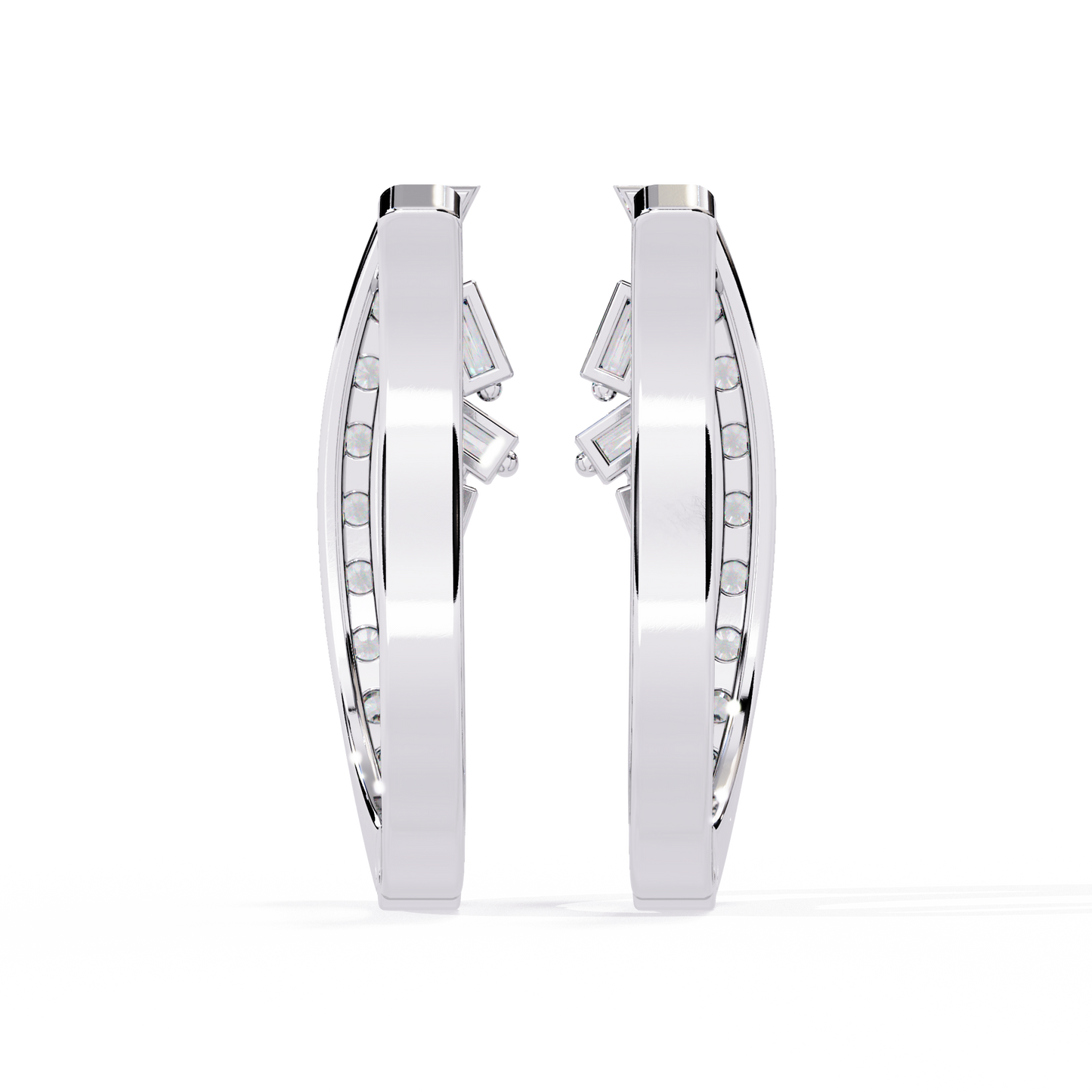 Hoop earrings with Baguette and Round Lab Grown