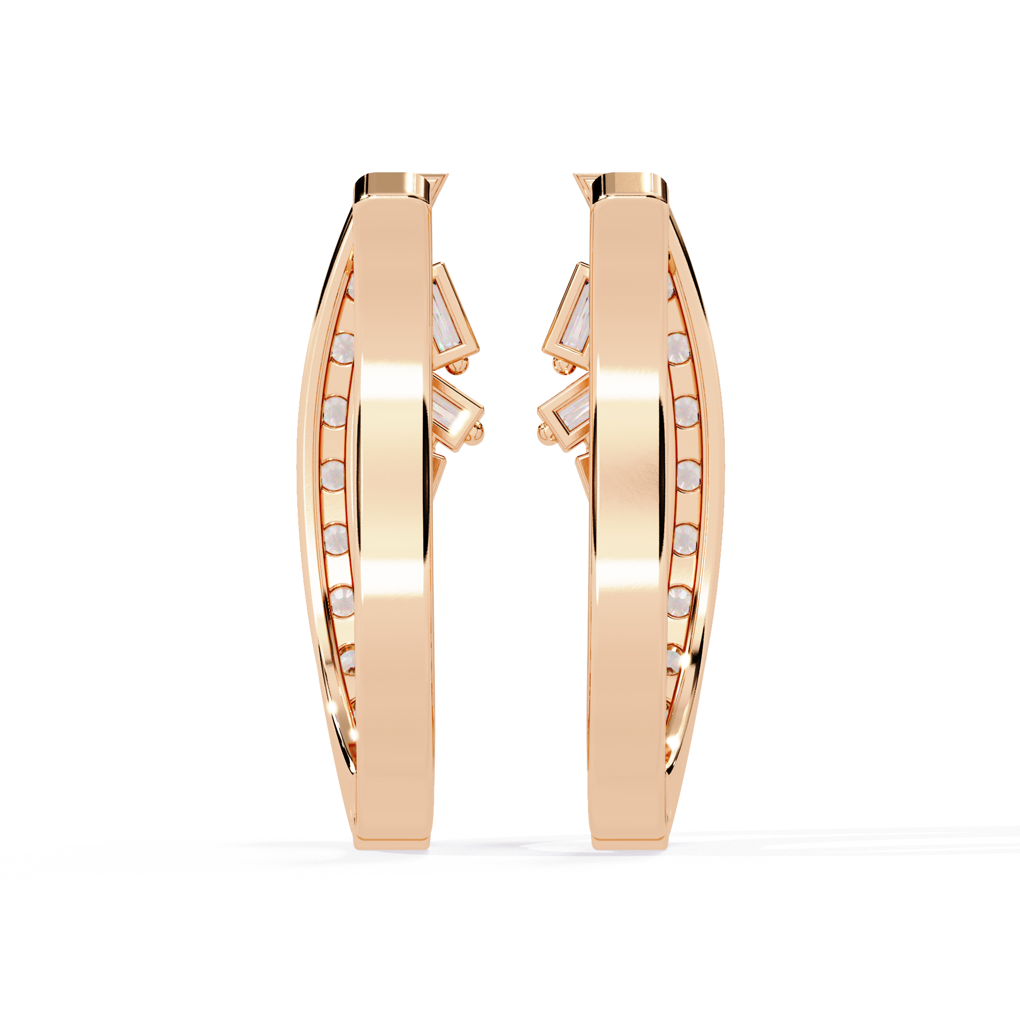Hoop earrings with Baguette and Round Lab Grown