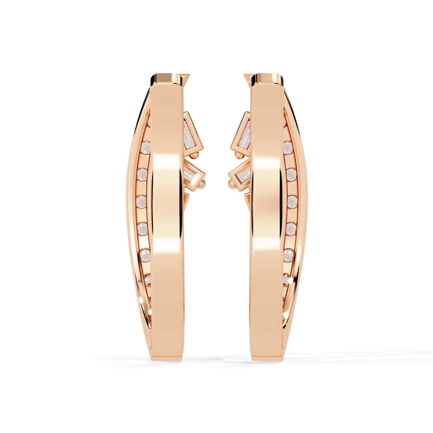 Hoop earrings with Baguette and Round Lab Grown