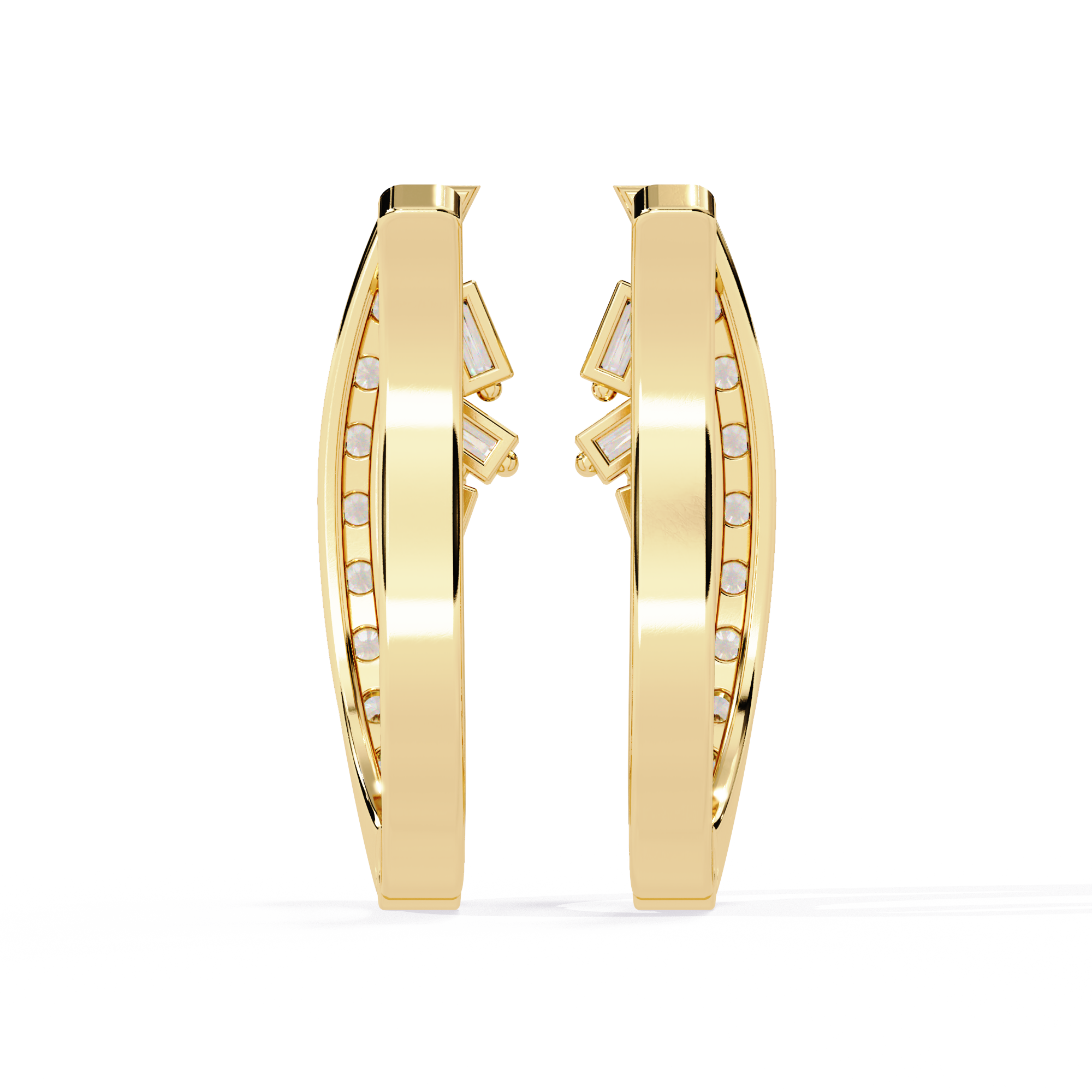 Hoop earrings with Baguette and Round Lab Grown