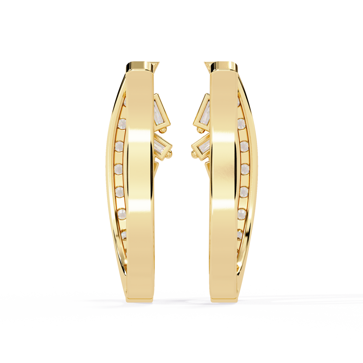 Hoop earrings with Baguette and Round Lab Grown