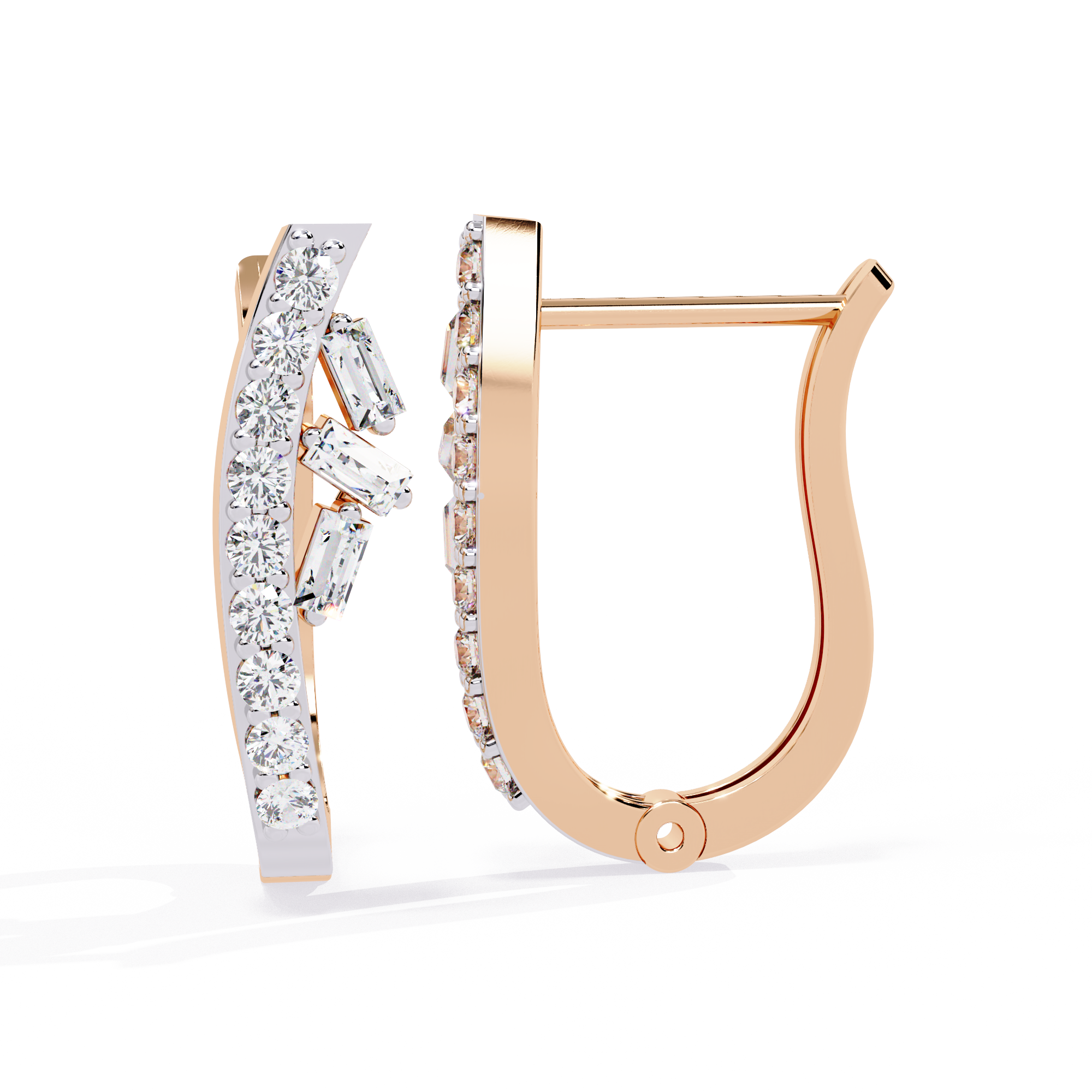 Hoop earrings with Baguette and Round Lab Grown