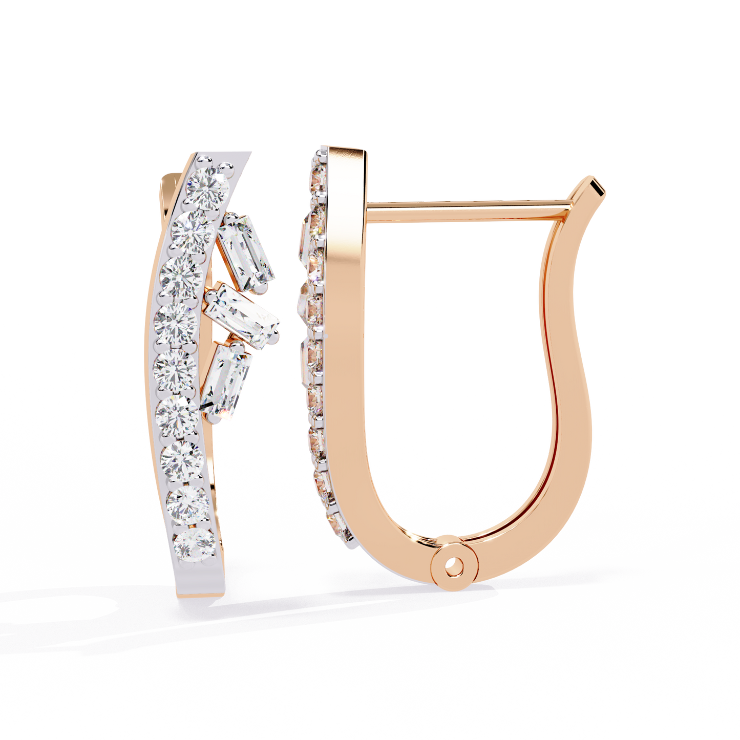 Hoop earrings with Baguette and Round Lab Grown
