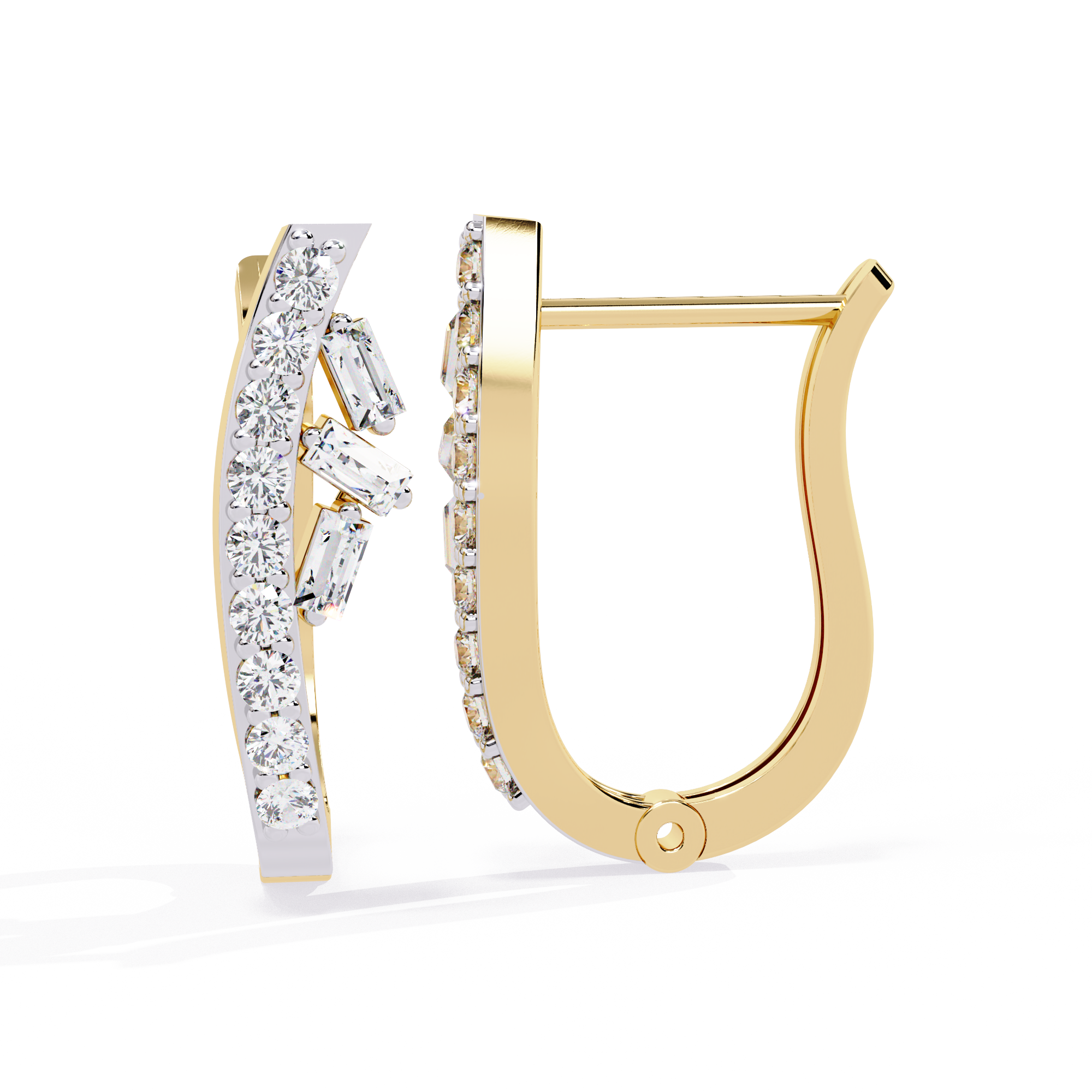 Hoop earrings with Baguette and Round Lab Grown