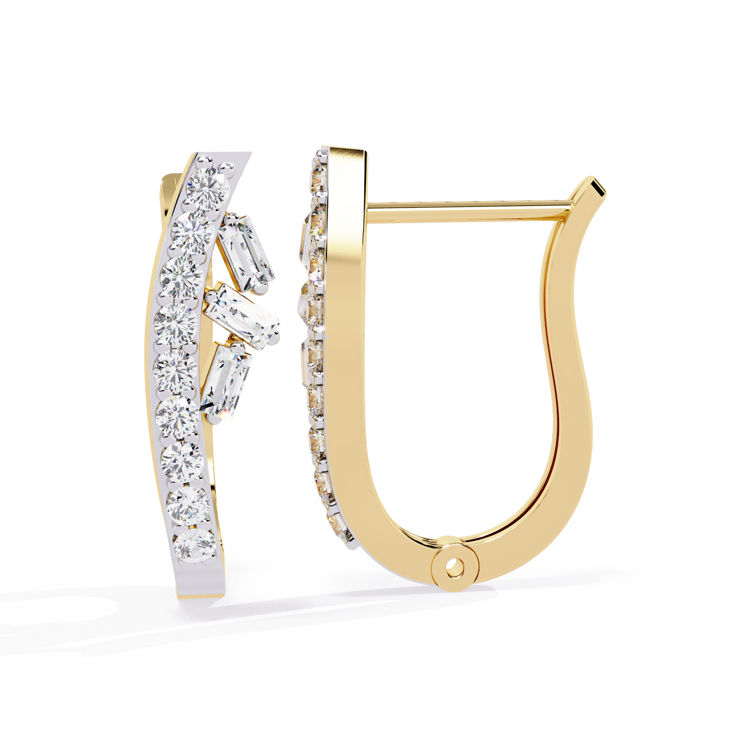 Hoop earrings with Baguette and Round Lab Grown