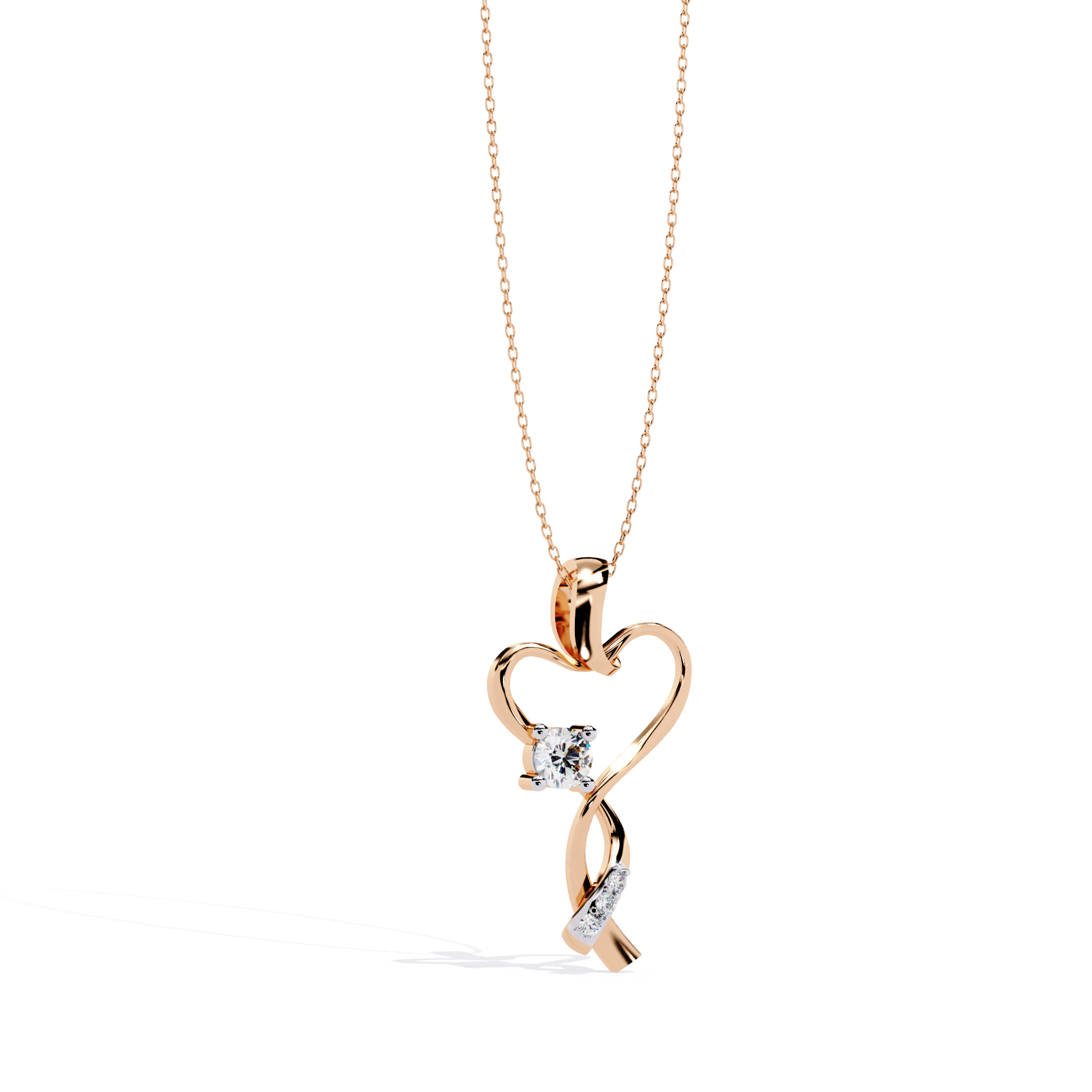 Infinity Heart Pendant Necklace Round Diamond