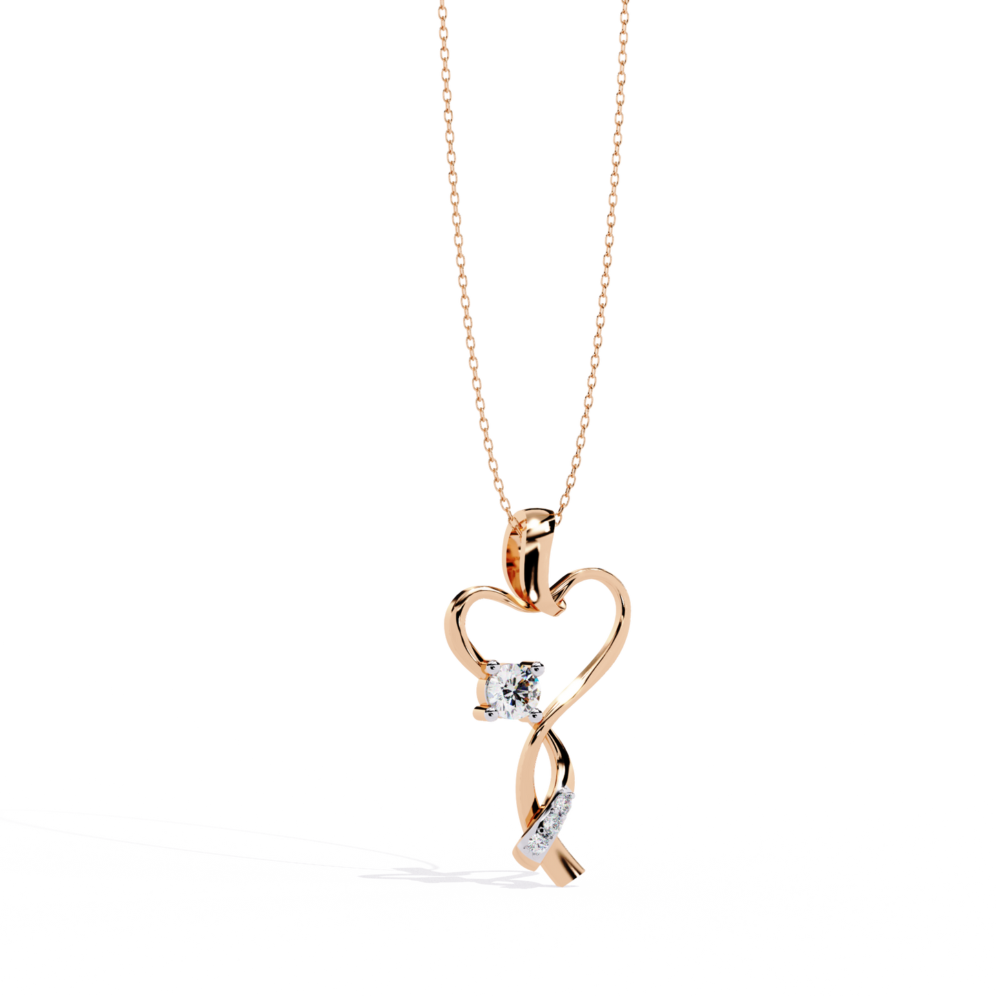 Infinity Heart Pendant Necklace Round Diamond