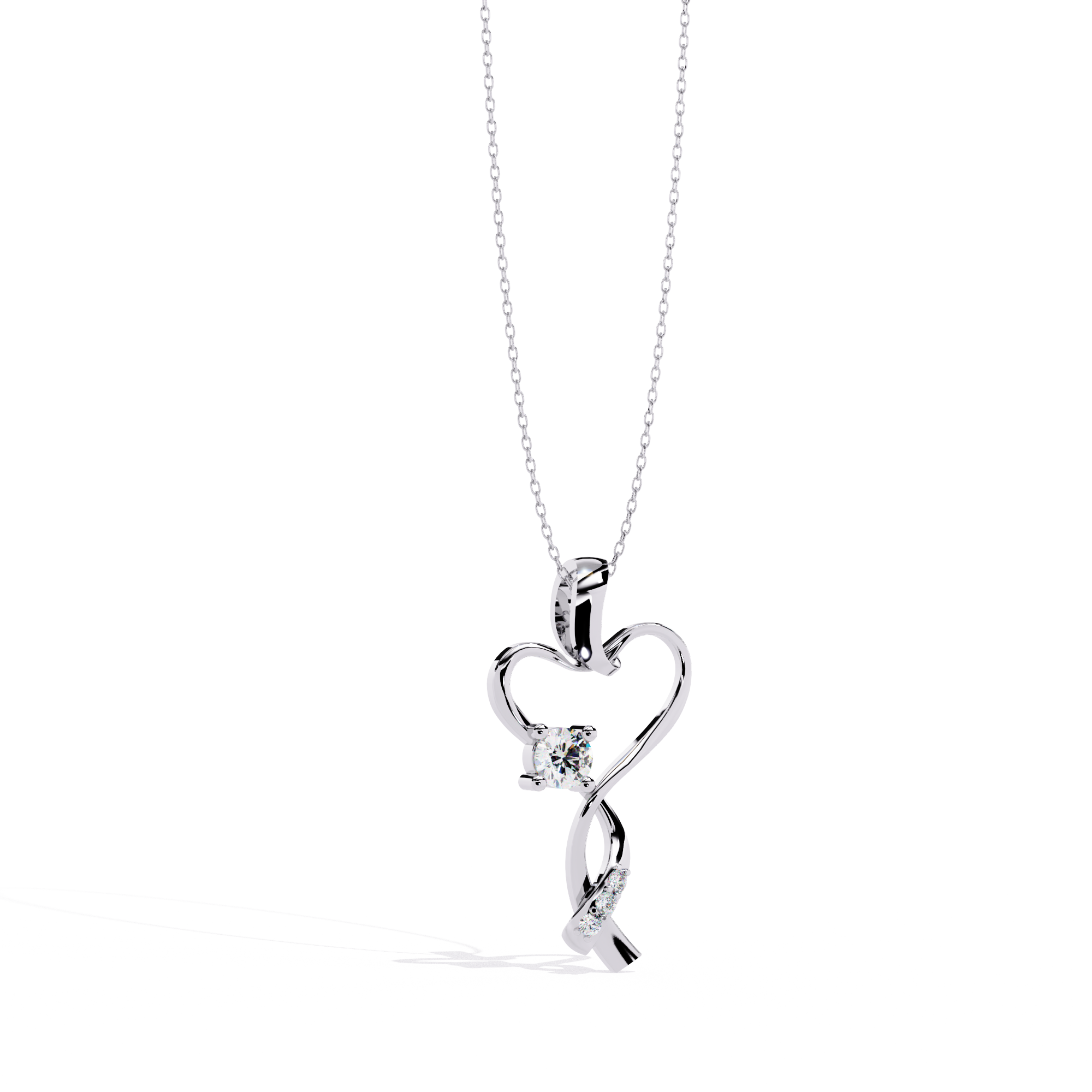 Infinity Heart Pendant Necklace Round Diamond