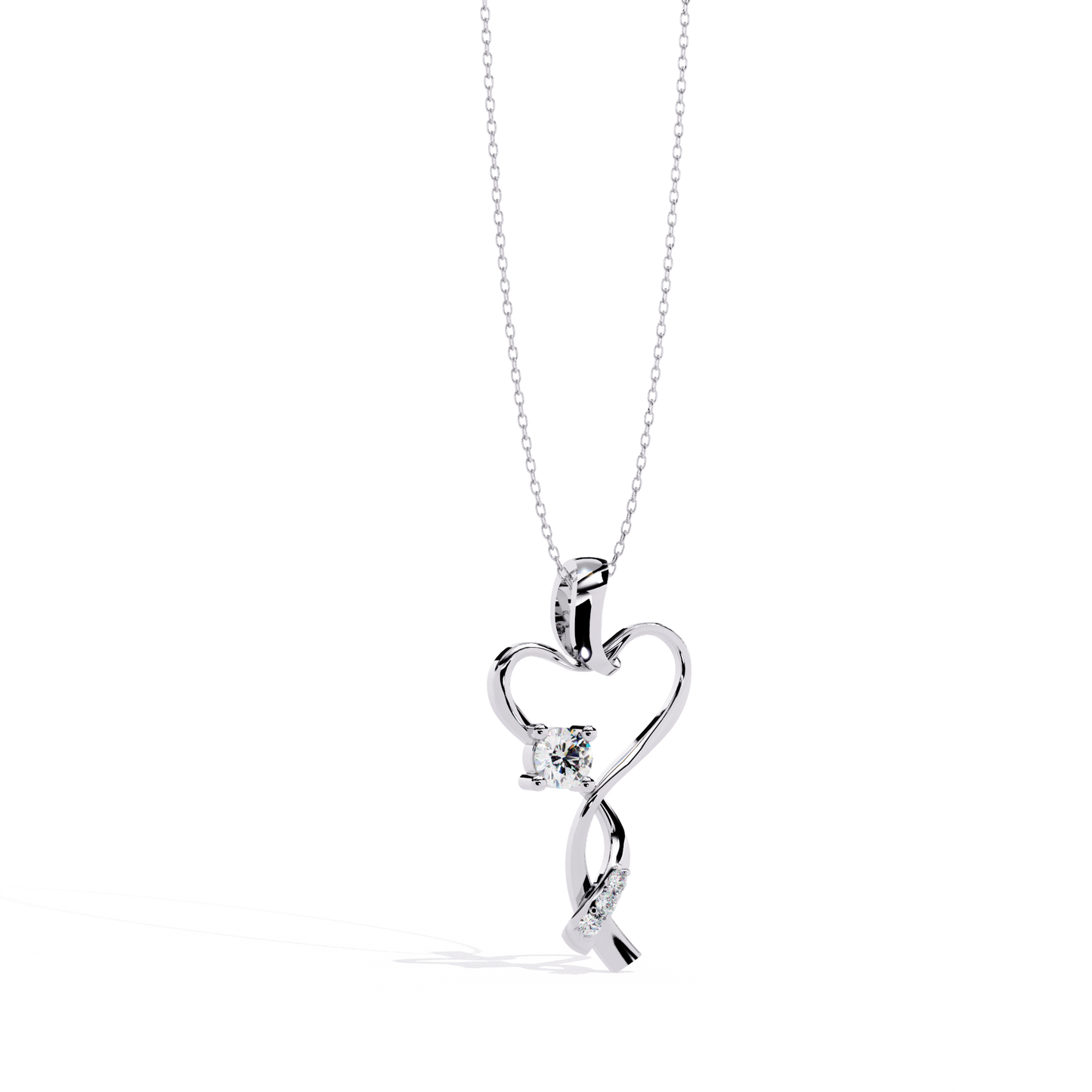 Infinity Heart Pendant Necklace Round Diamond