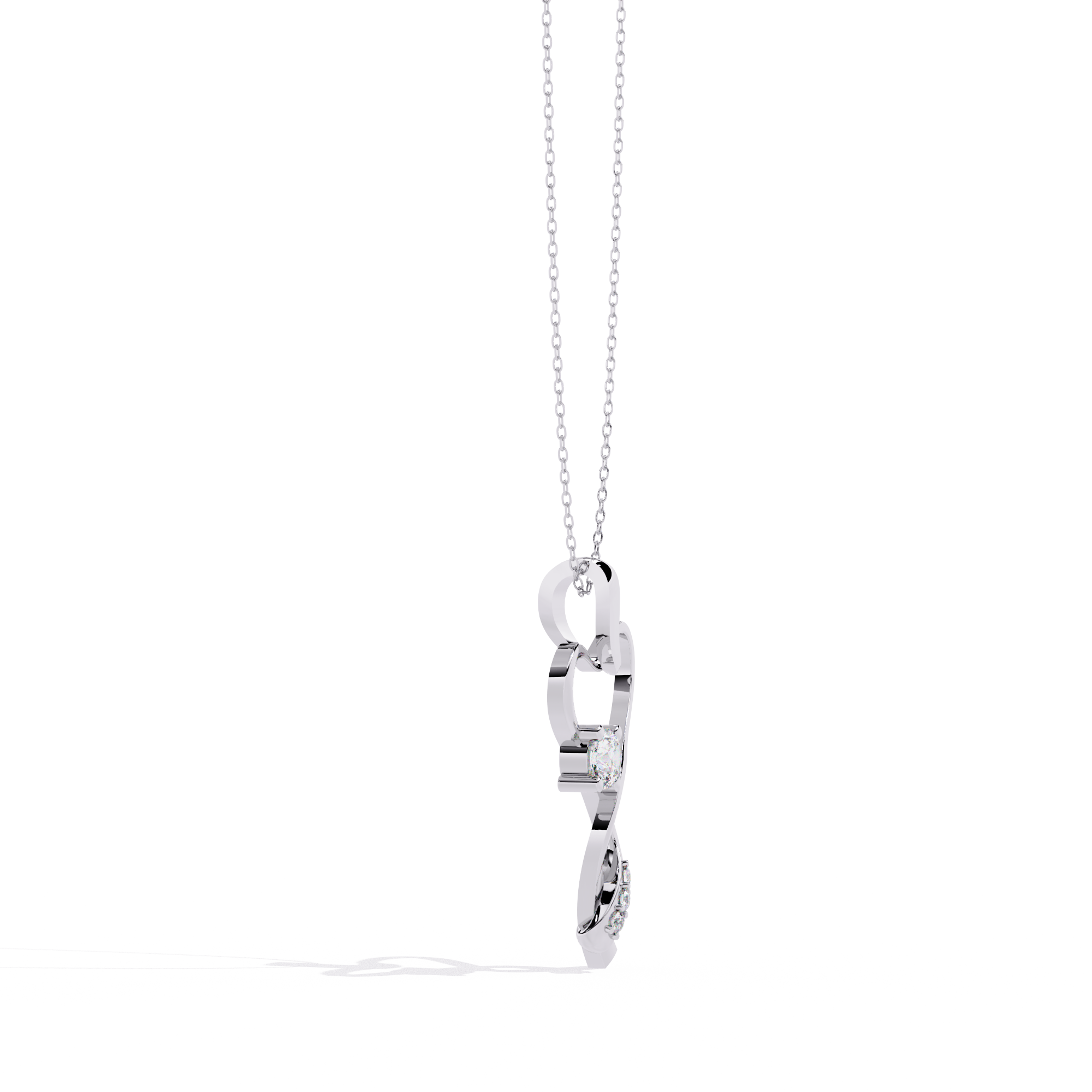 Infinity Heart Pendant Necklace Round Diamond