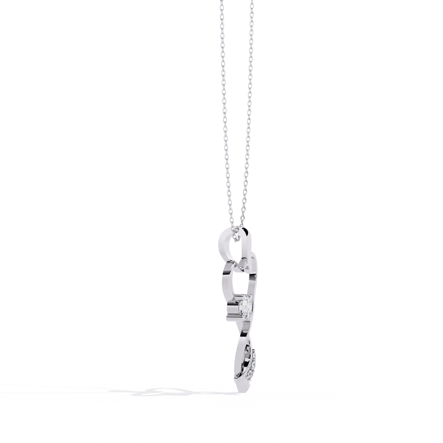Infinity Heart Pendant Necklace Round Diamond