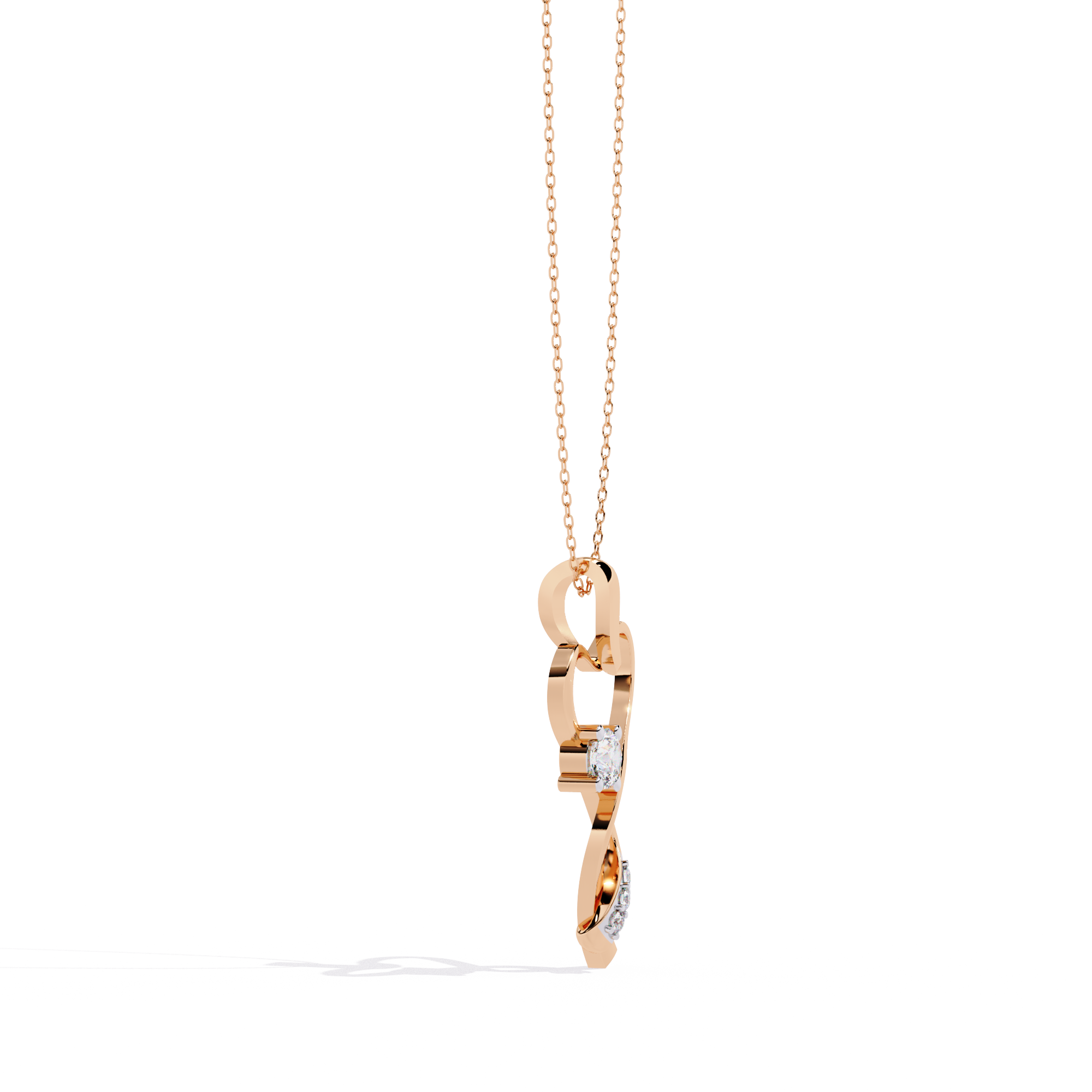 Infinity Heart Pendant Necklace Round Diamond