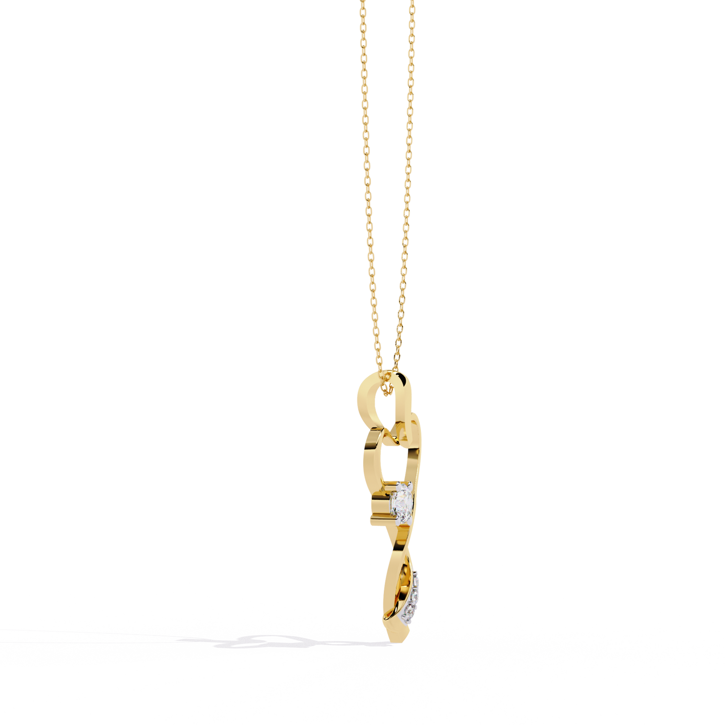 Infinity Heart Pendant Necklace Round Diamond