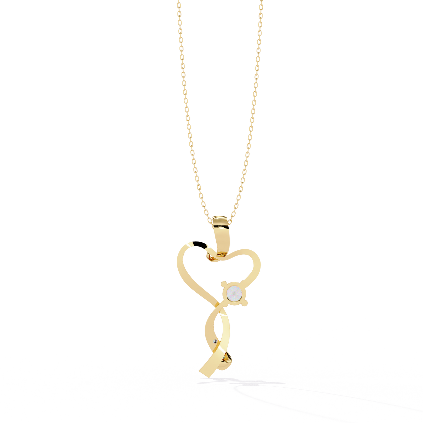 Infinity Heart Pendant Necklace Round Diamond
