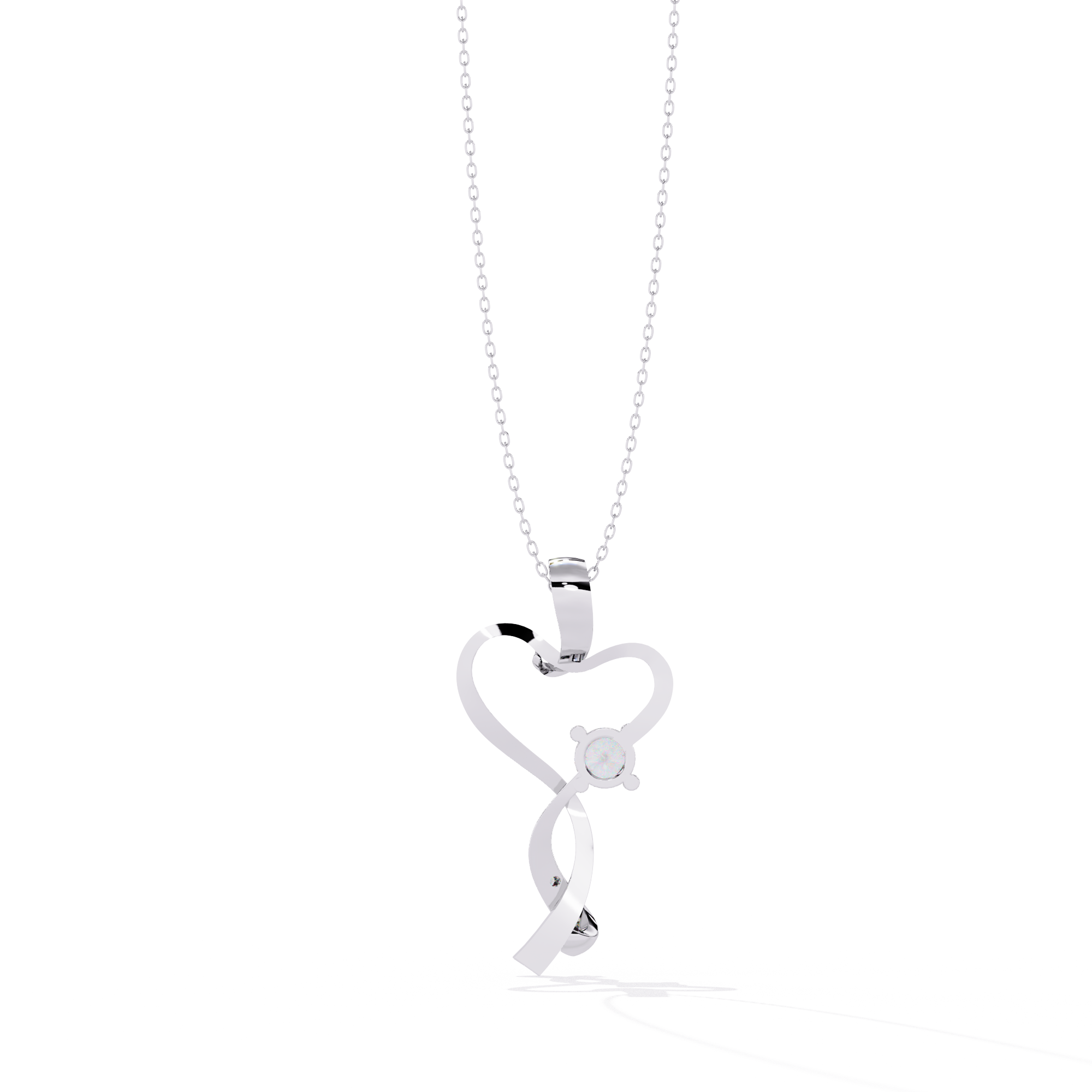 Infinity Heart Pendant Necklace Round Diamond