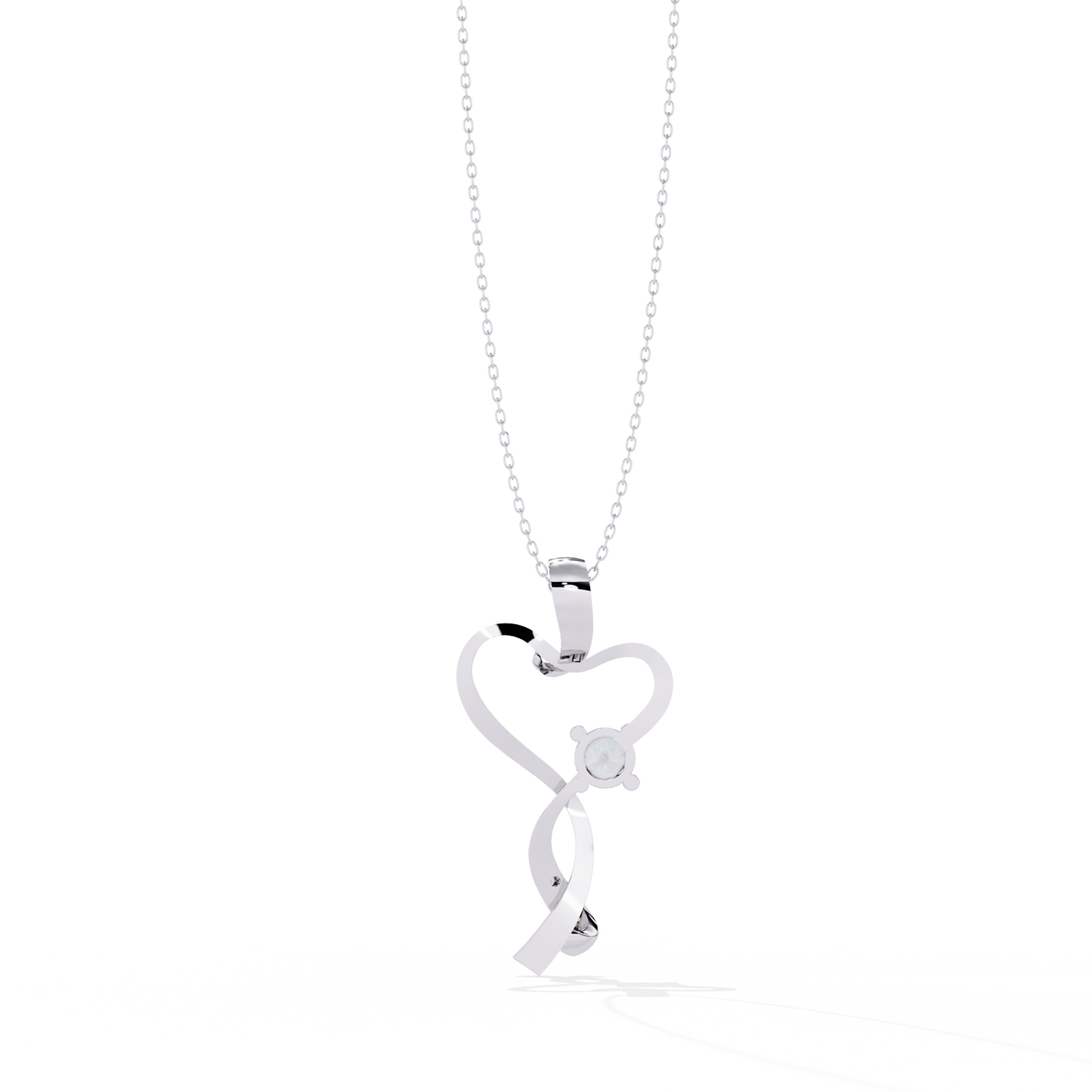 Infinity Heart Pendant Necklace Round Diamond