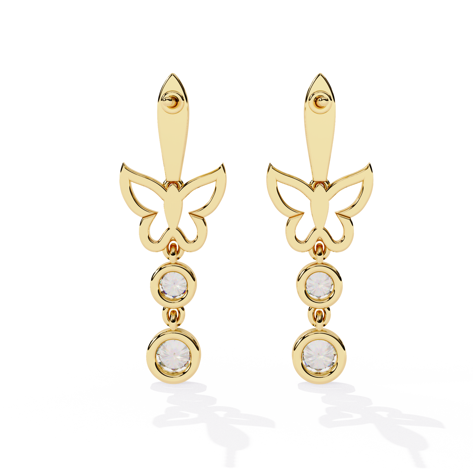 Dainty Butterfly Dangle Drop Wedding Earrings