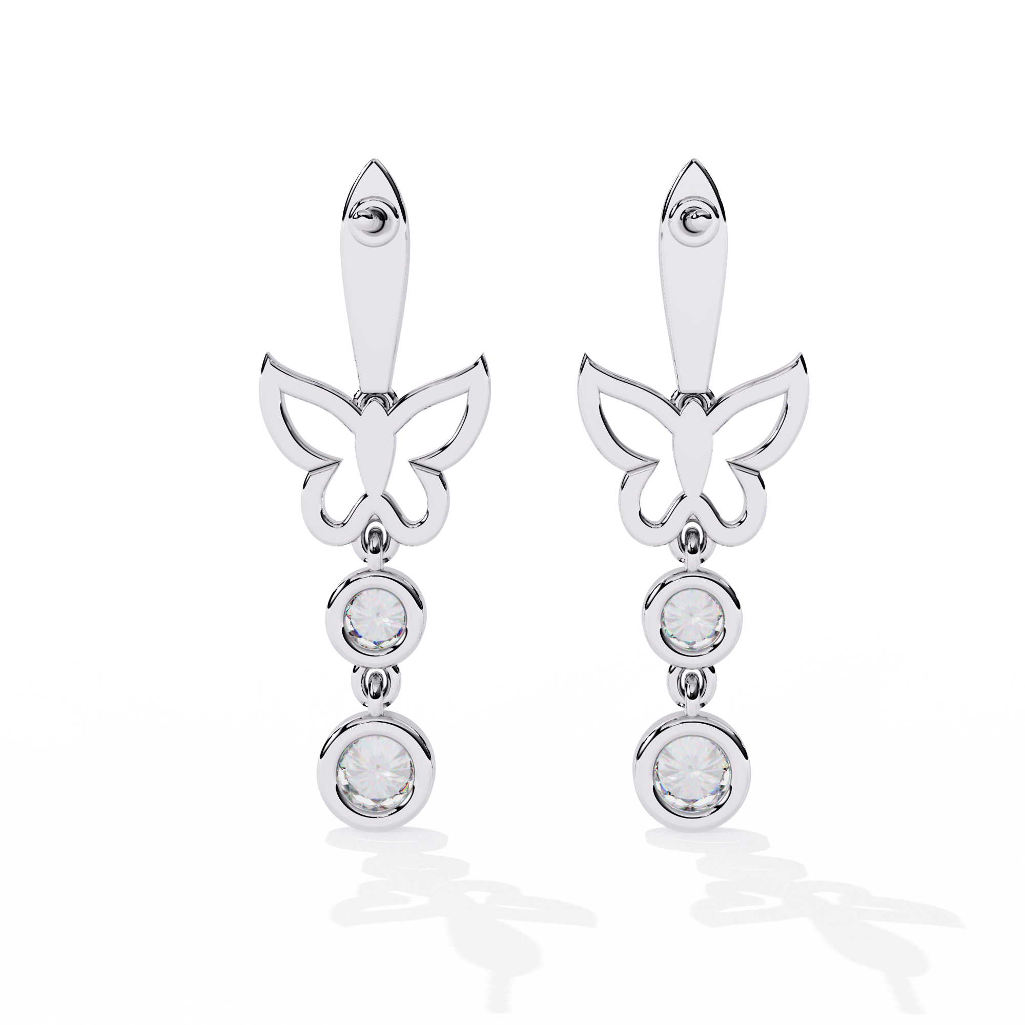 Dainty Butterfly Dangle Drop Wedding Earrings