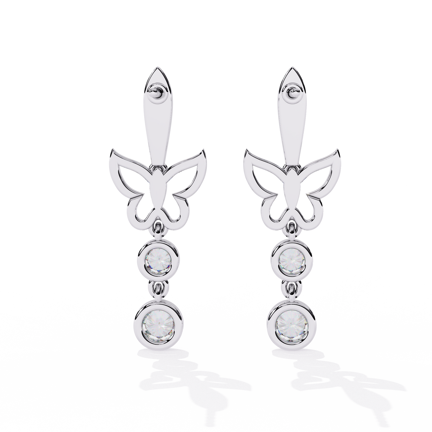 Dainty Butterfly Dangle Drop Wedding Earrings