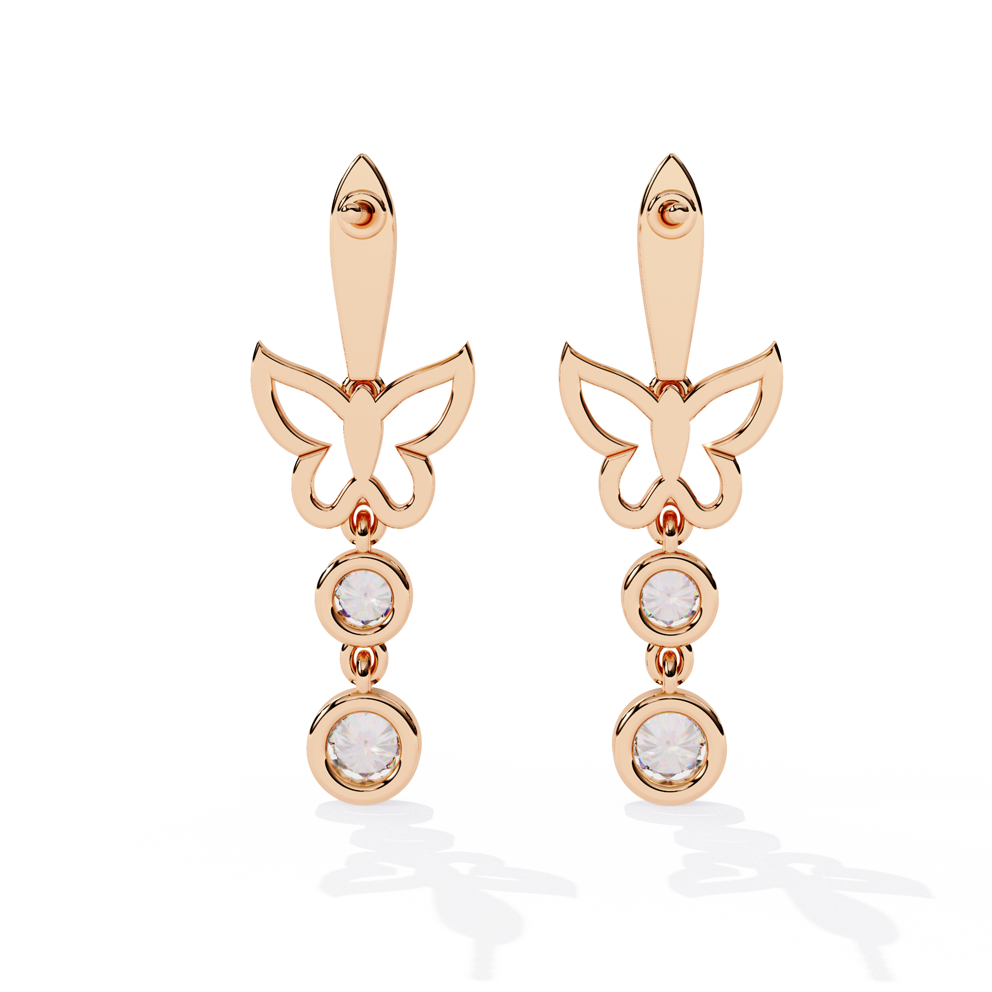 Dainty Butterfly Dangle Drop Wedding Earrings