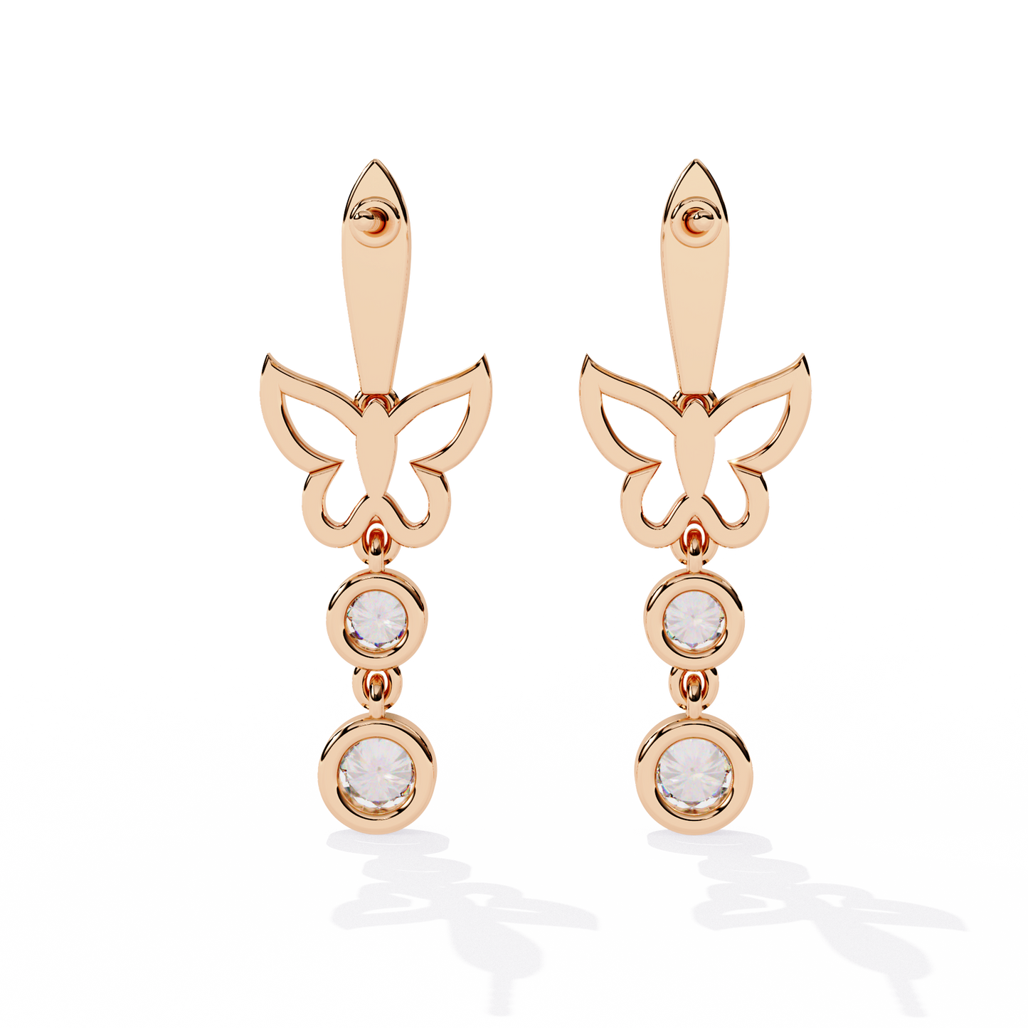 Dainty Butterfly Dangle Drop Wedding Earrings
