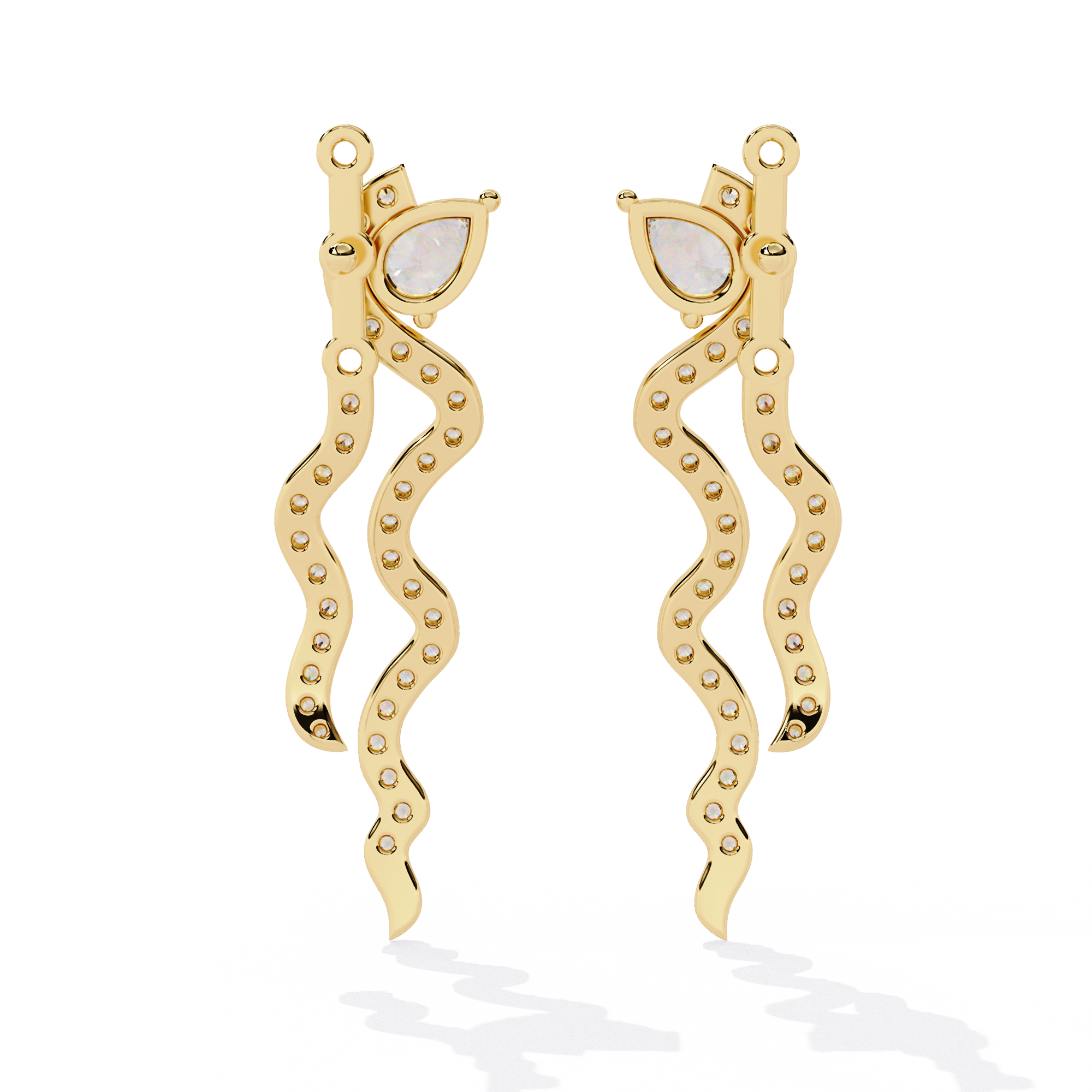 Wavy Lab Grown Diamond Drop Earrings