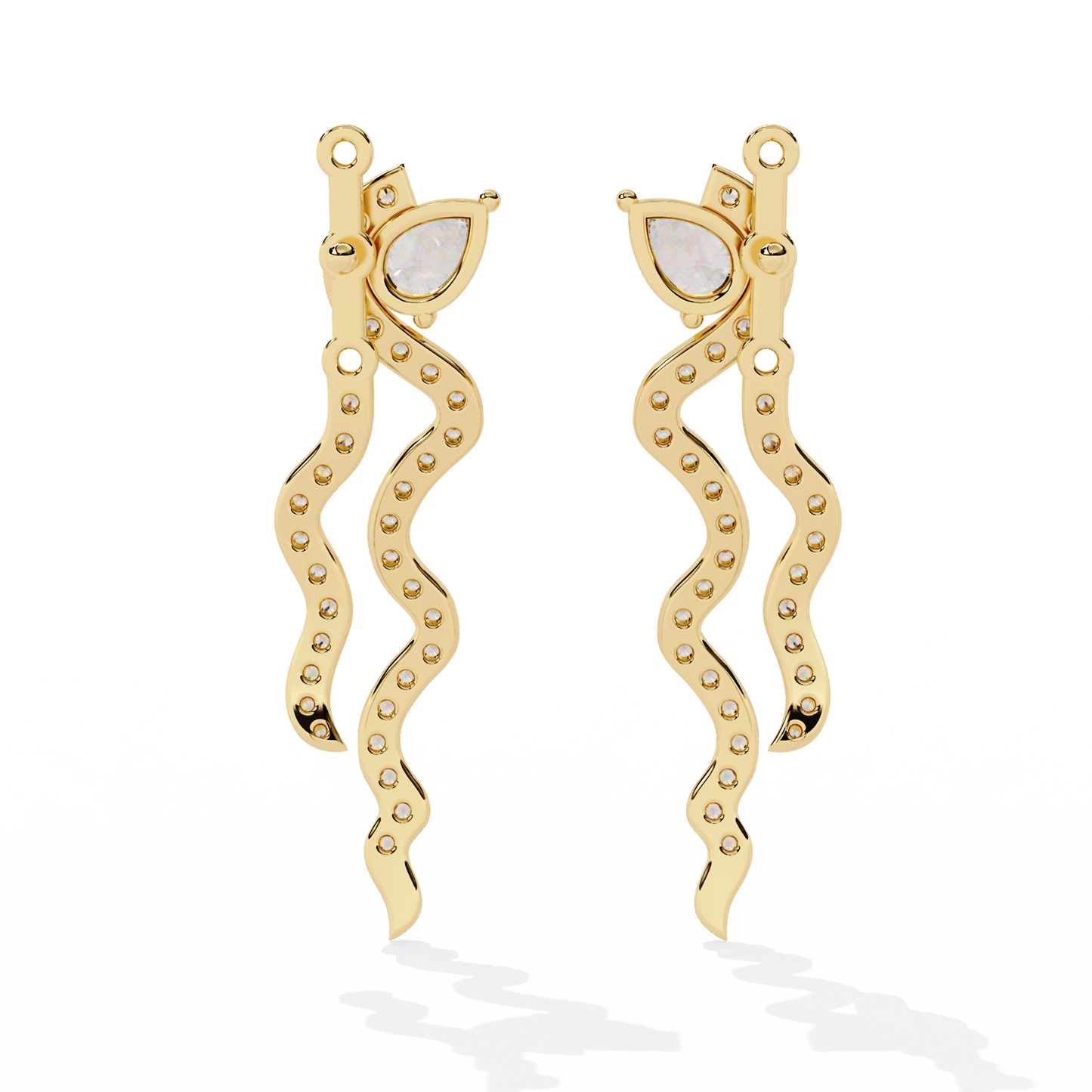 Wavy Lab Grown Diamond Drop Earrings