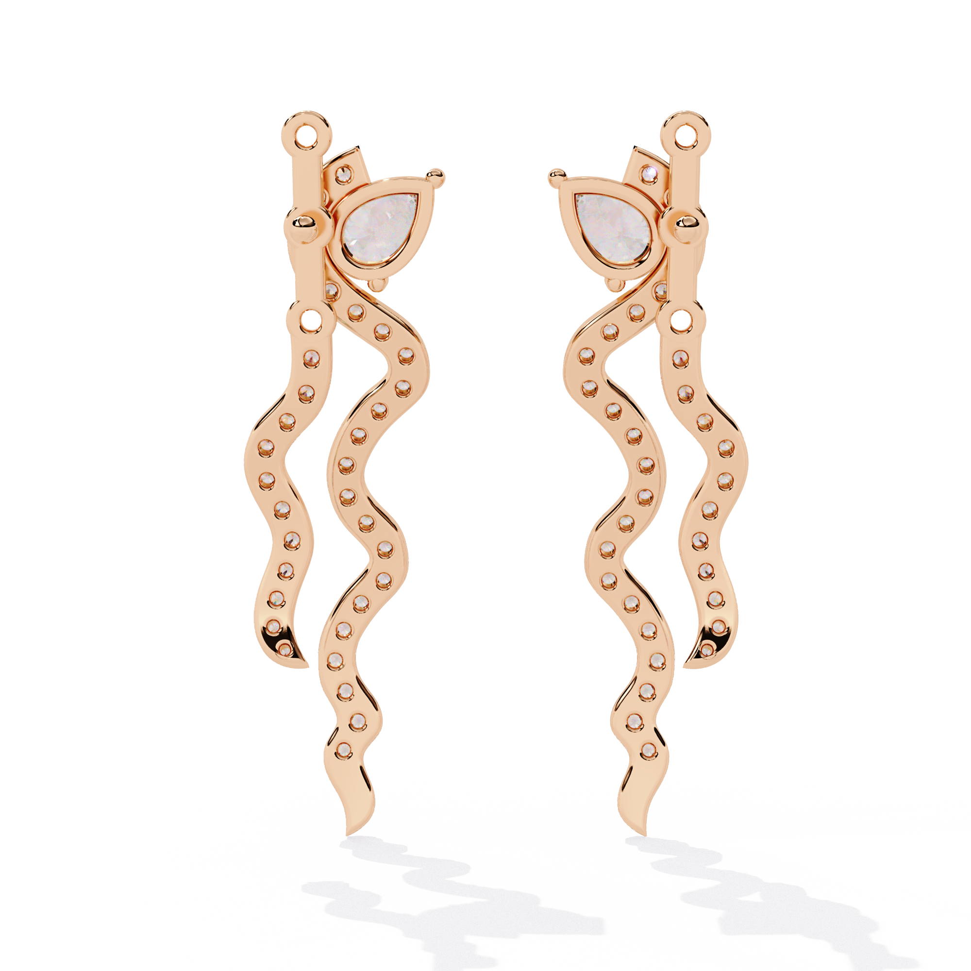 Wavy Lab Grown Diamond Drop Earrings