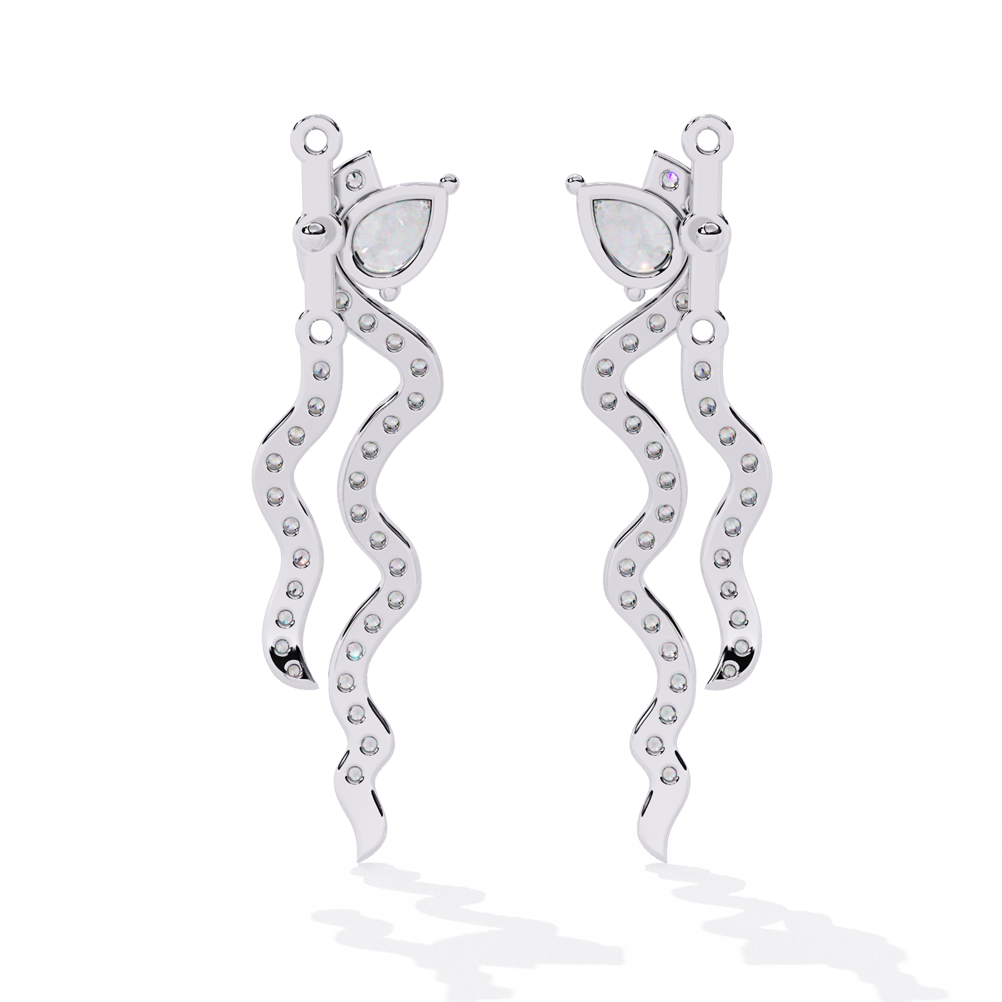 Wavy Lab Grown Diamond Drop Earrings