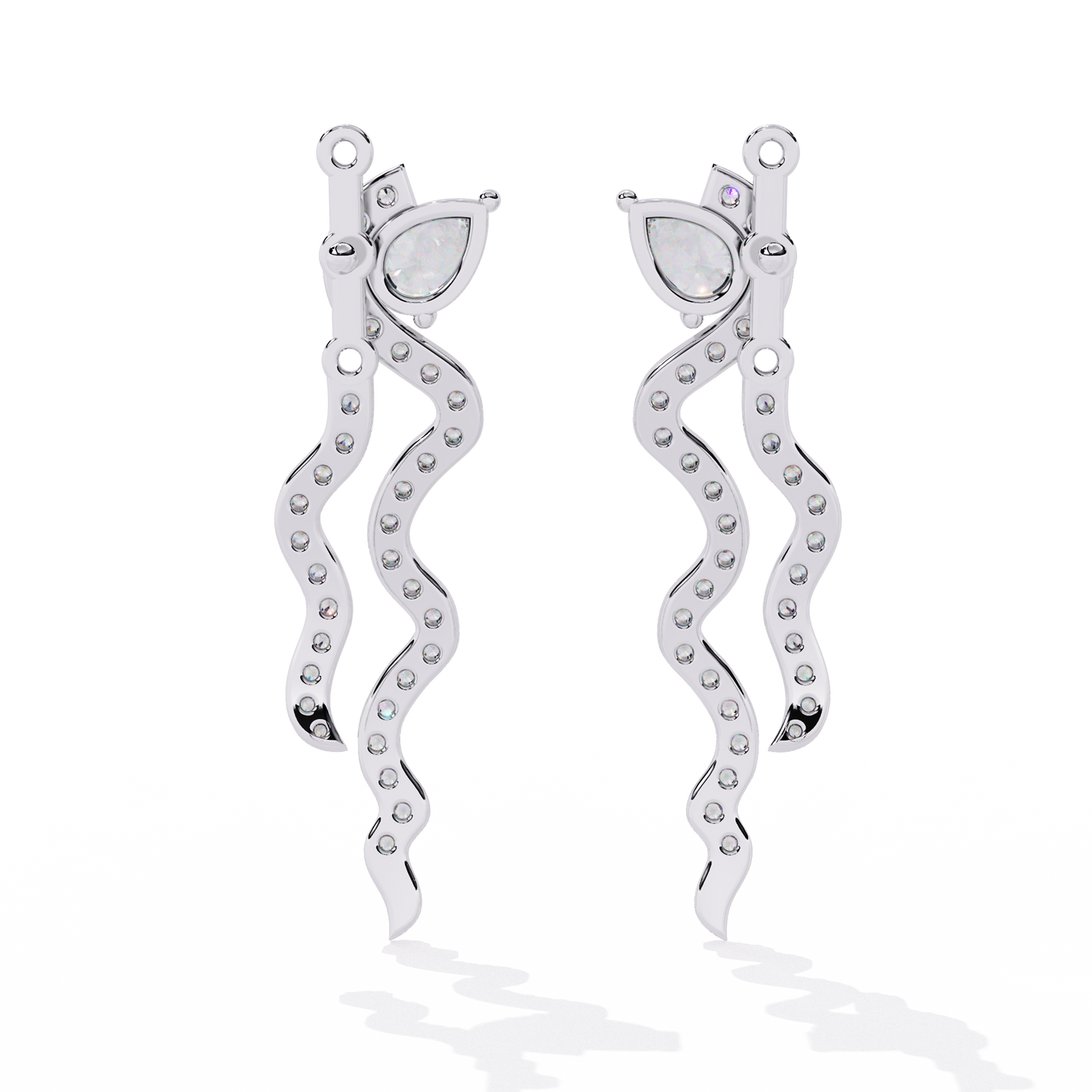 Wavy Lab Grown Diamond Drop Earrings