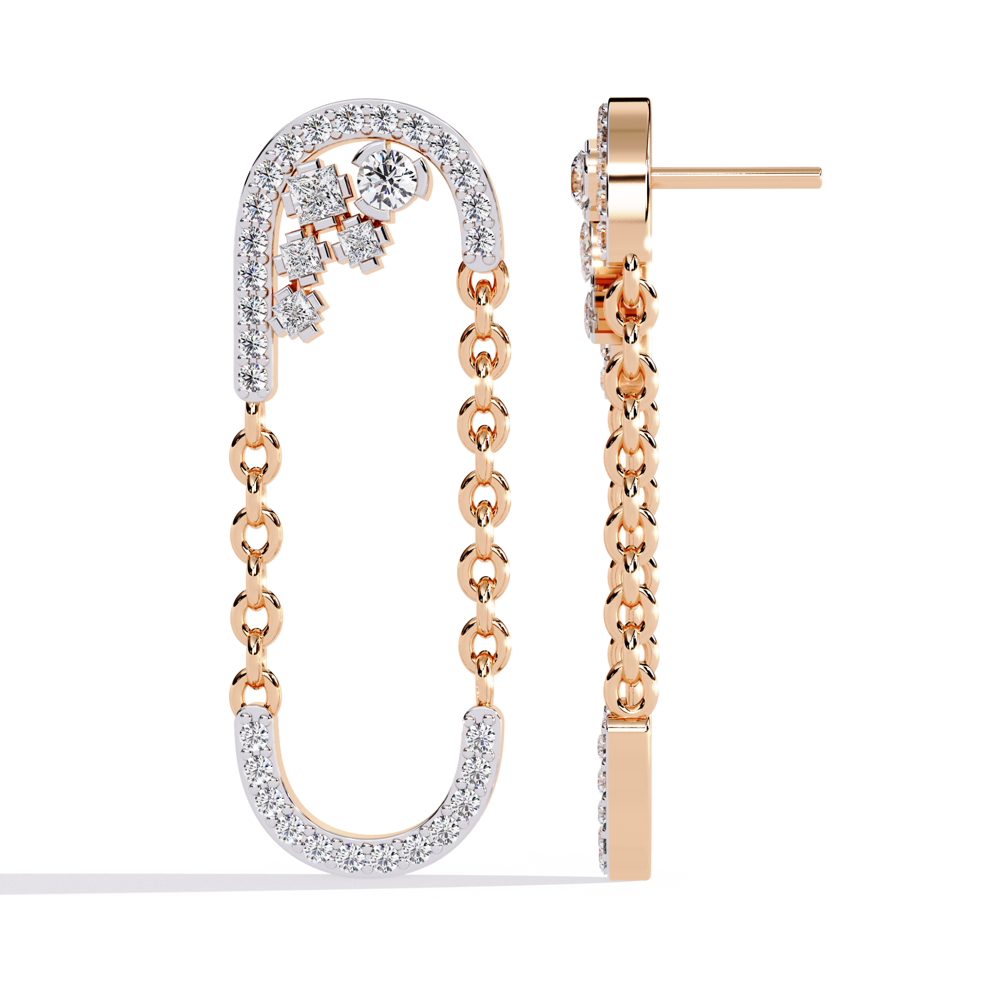 Lab Grown Diamonds Party Wear Gold Diamond Aura Earrings