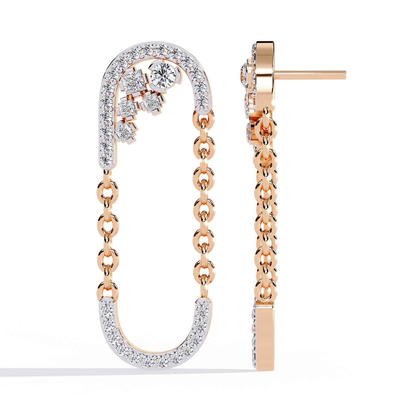 Lab Grown Diamonds Party Wear Gold Diamond Aura Earrings