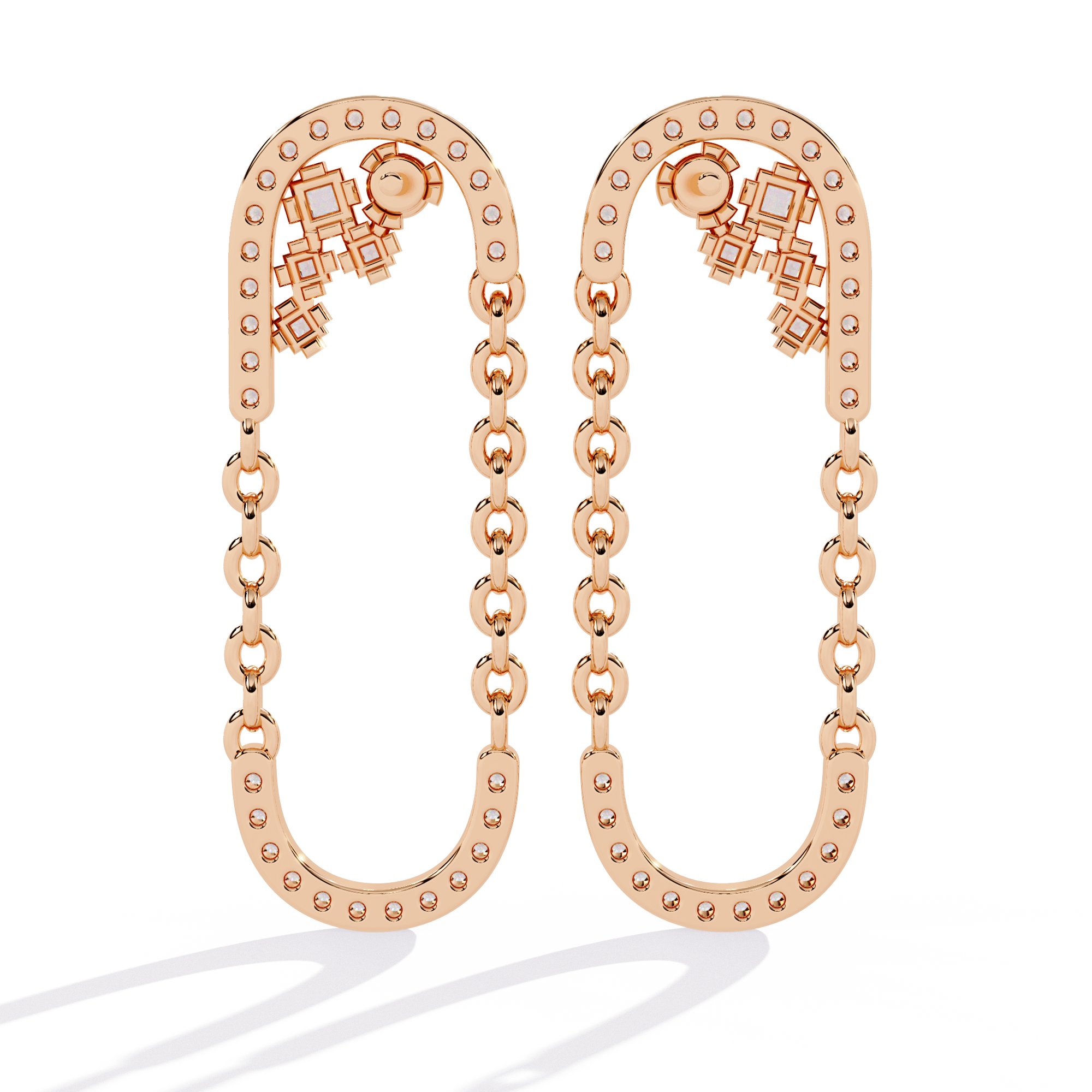 Lab Grown Diamonds Party Wear Gold Diamond Aura Earrings