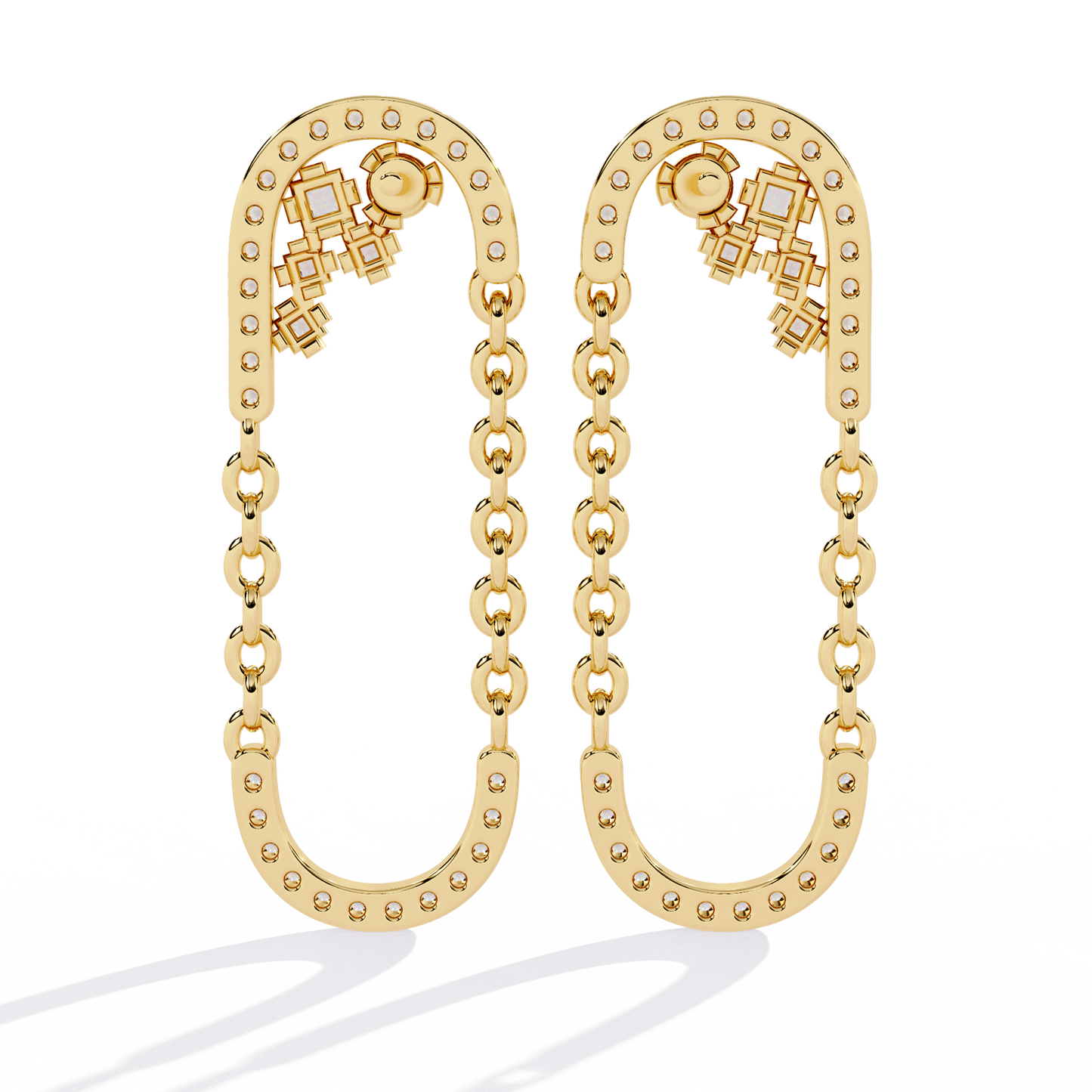 Lab Grown Diamonds Party Wear Gold Diamond Aura Earrings