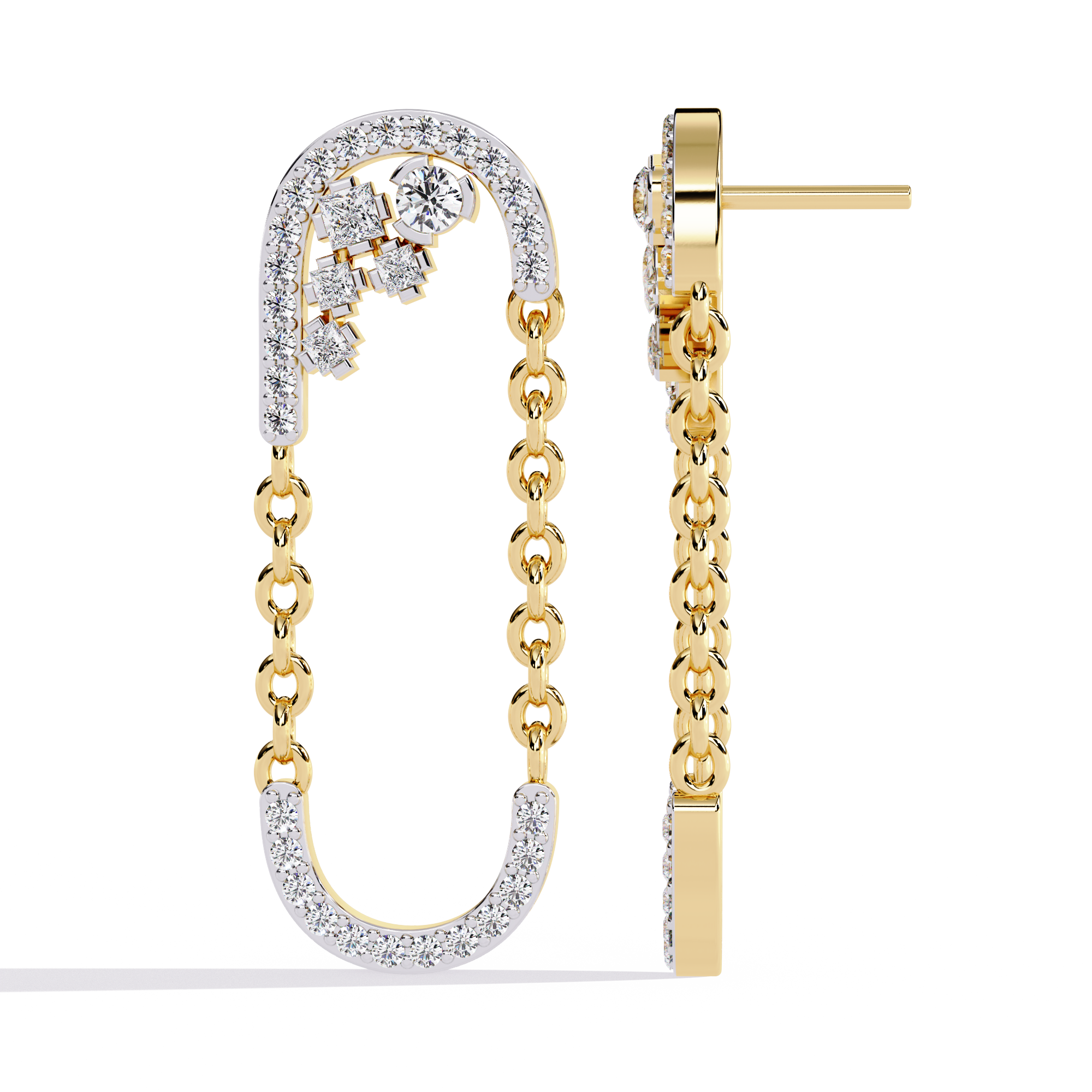Lab Grown Diamonds Party Wear Gold Diamond Aura Earrings
