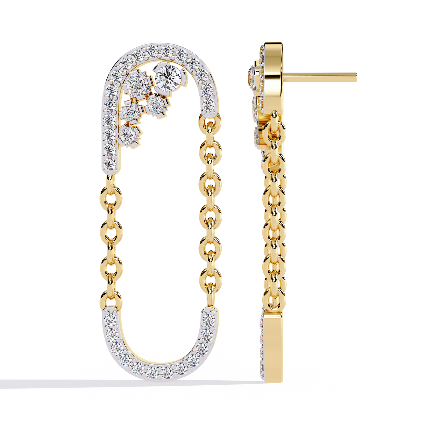 Lab Grown Diamonds Party Wear Gold Diamond Aura Earrings
