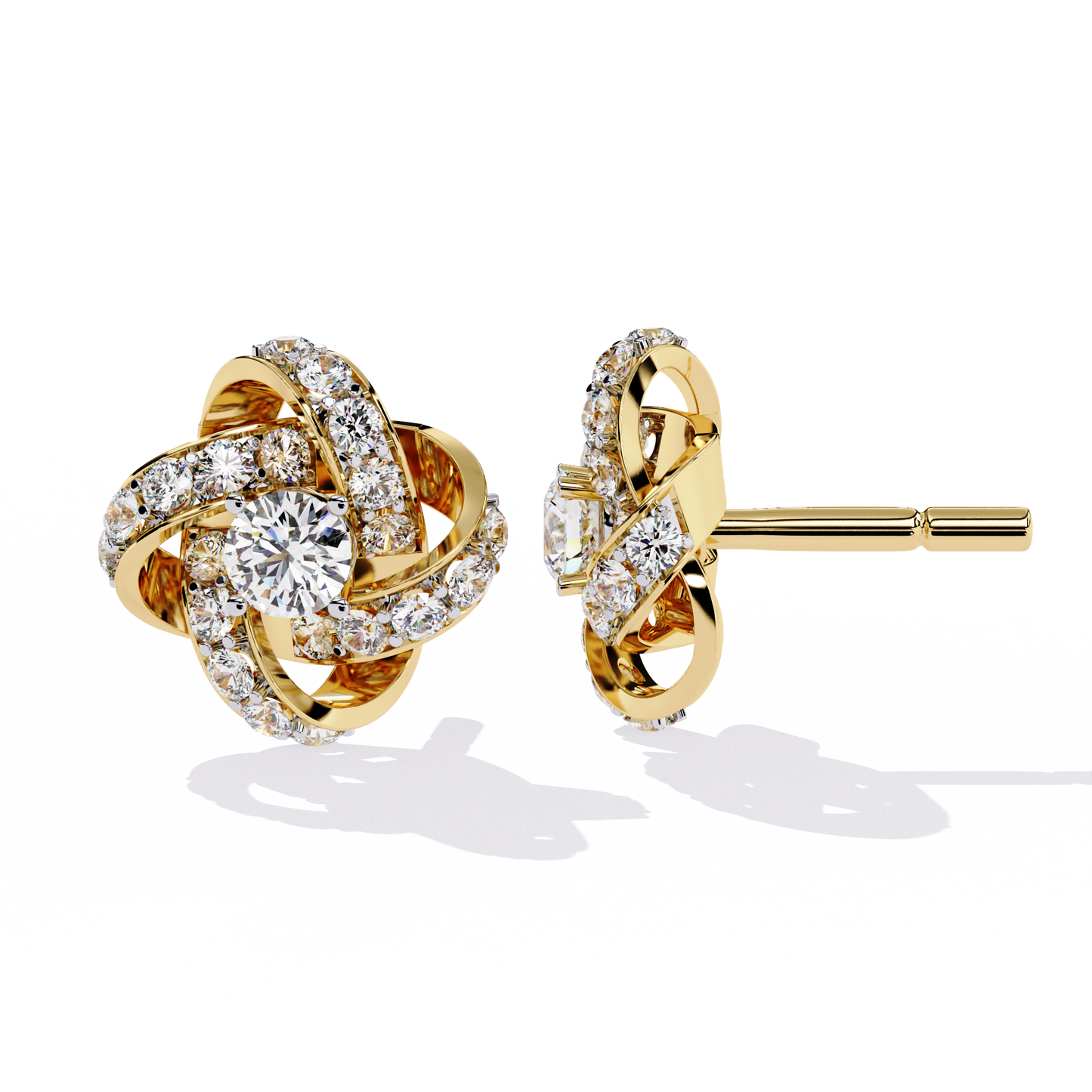 Floral Diamond Studs Earrings