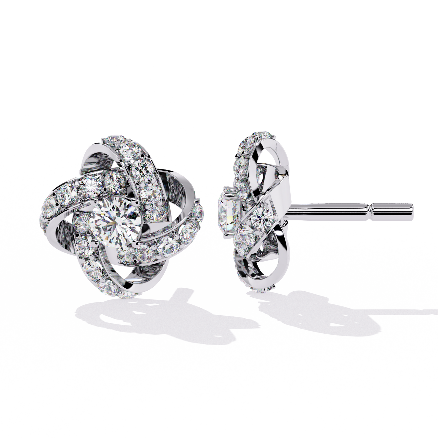Floral Diamond Studs Earrings