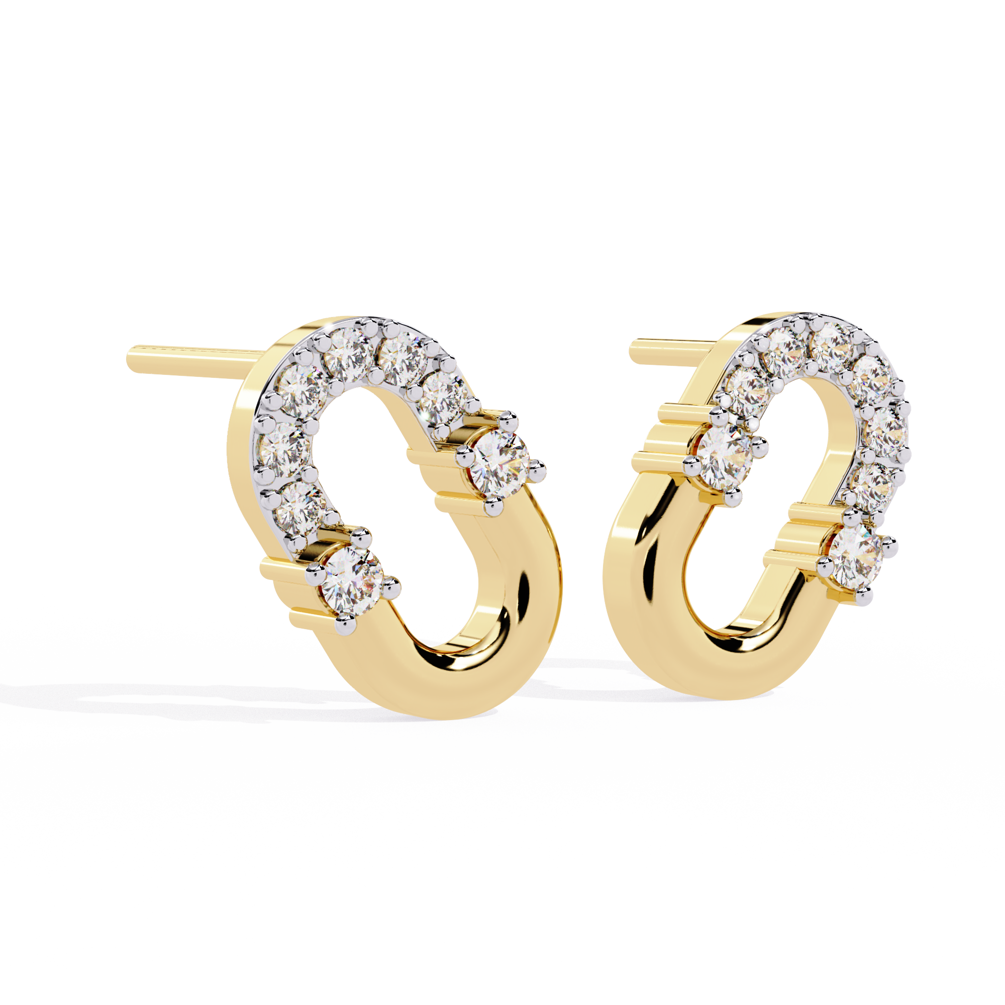 Minimalist Lab-Created Diamond Studs Earrings | Oval Link Hoops Studs