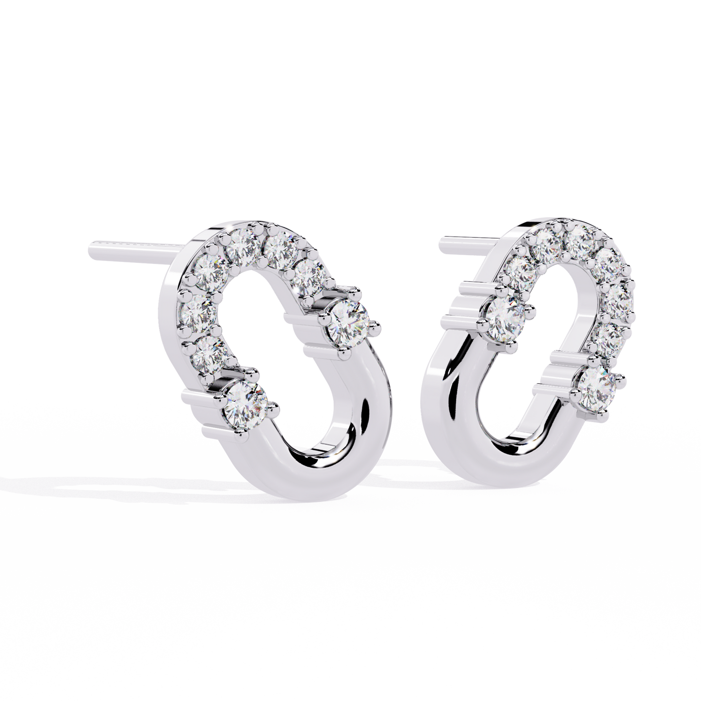 Minimalist Lab-Created Diamond Studs Earrings | Oval Link Hoops Studs