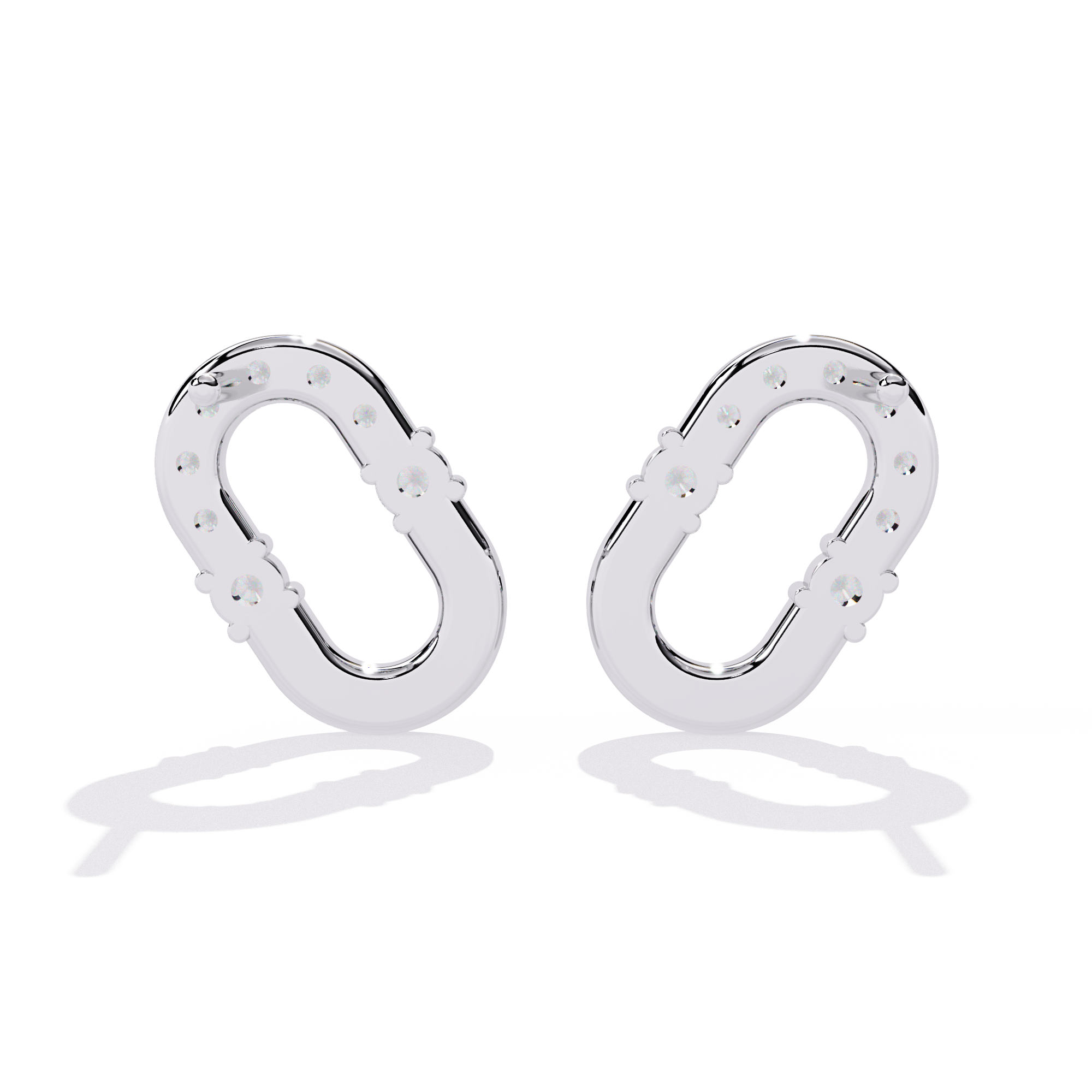 Minimalist Lab-Created Diamond Studs Earrings | Oval Link Hoops Studs