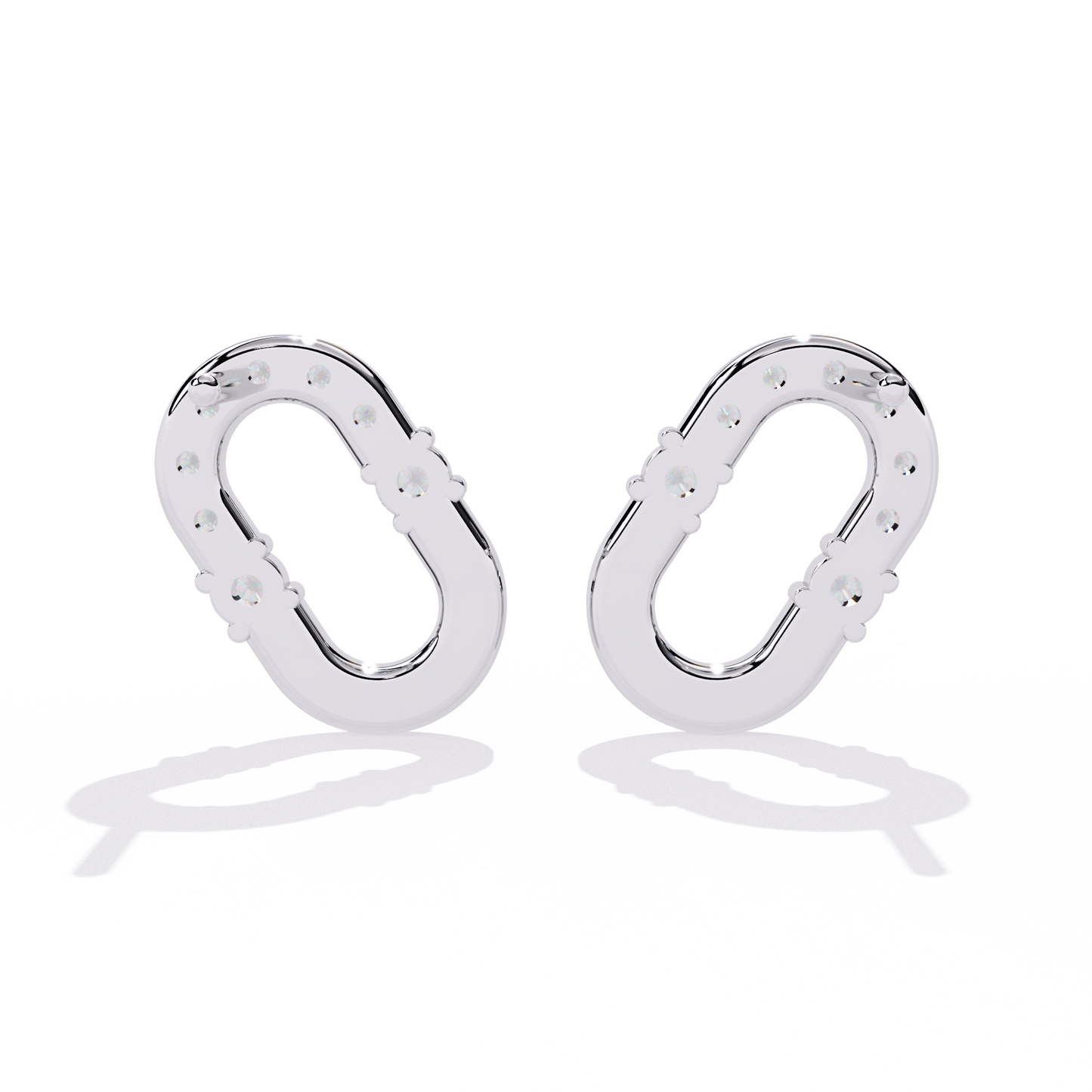 Minimalist Lab-Created Diamond Studs Earrings | Oval Link Hoops Studs