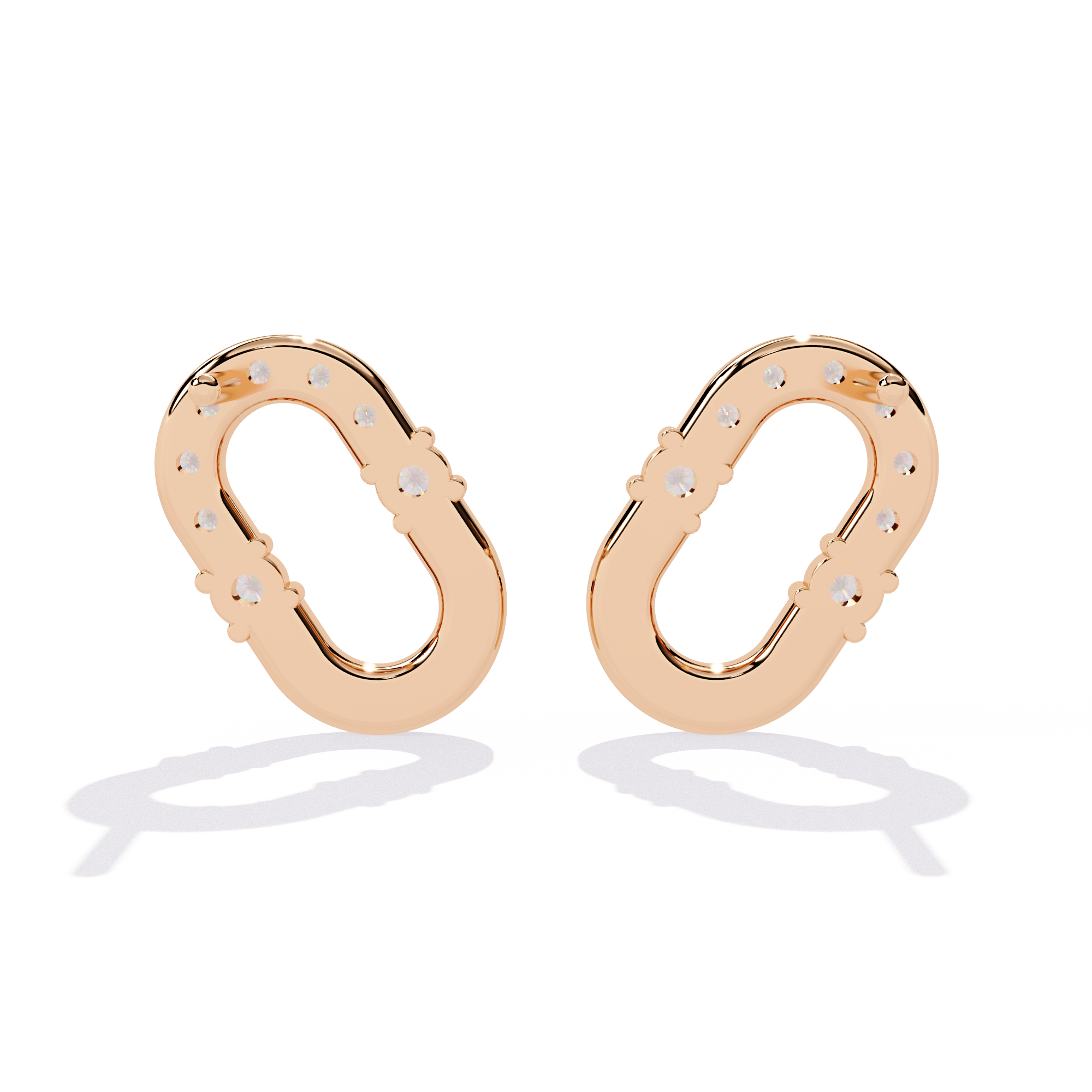 Minimalist Lab-Created Diamond Studs Earrings | Oval Link Hoops Studs