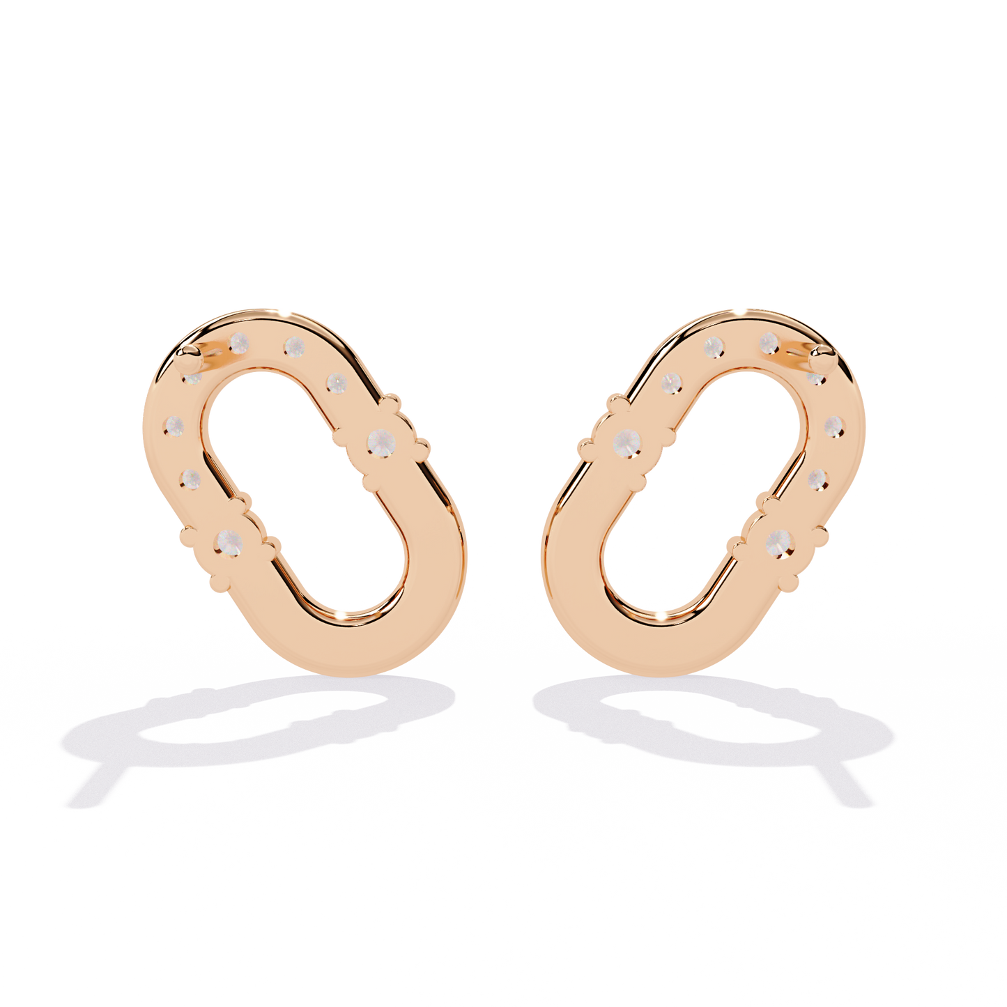 Minimalist Lab-Created Diamond Studs Earrings | Oval Link Hoops Studs